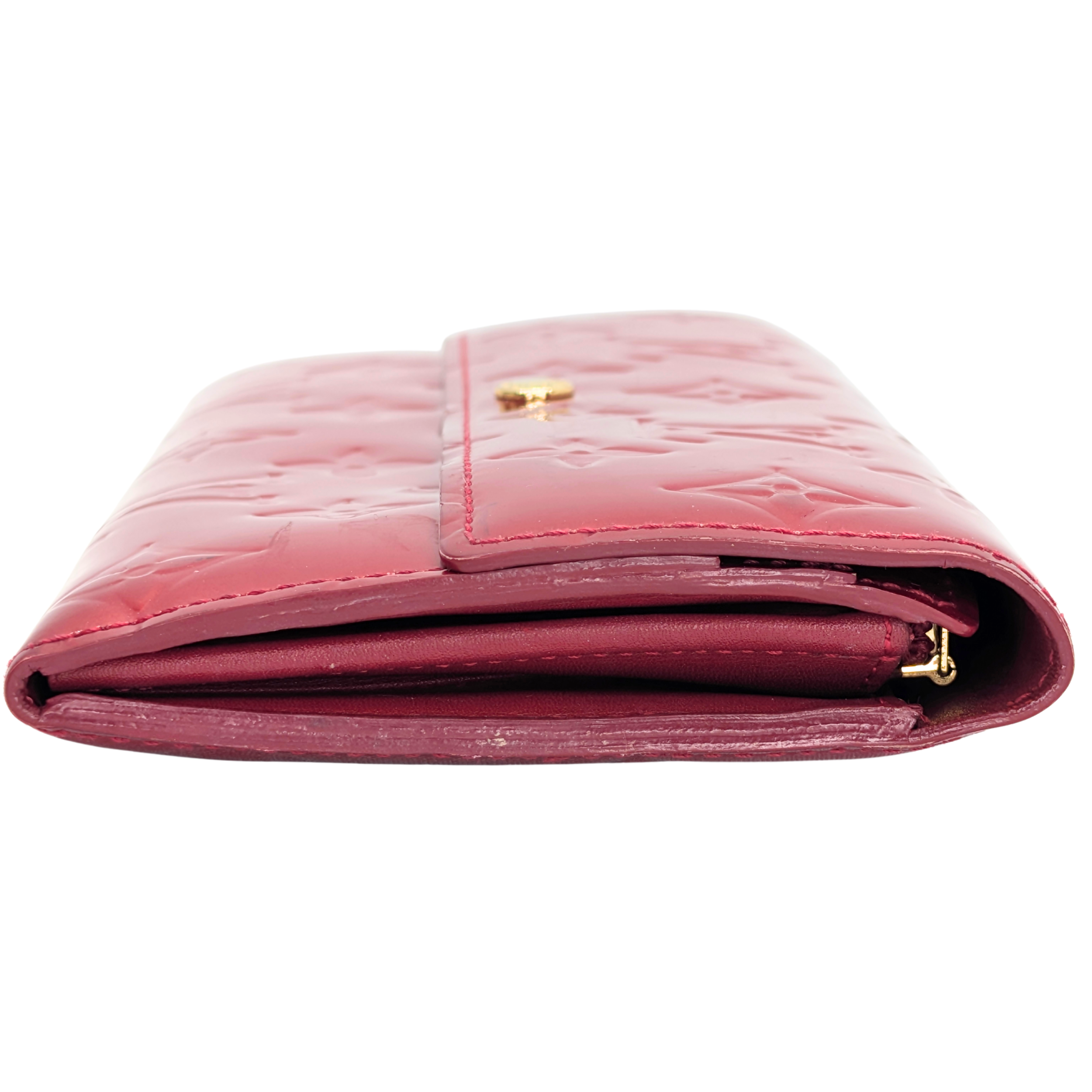 Louis Vuitton Sarah Long Wallet Vernis Leather Patent Red
