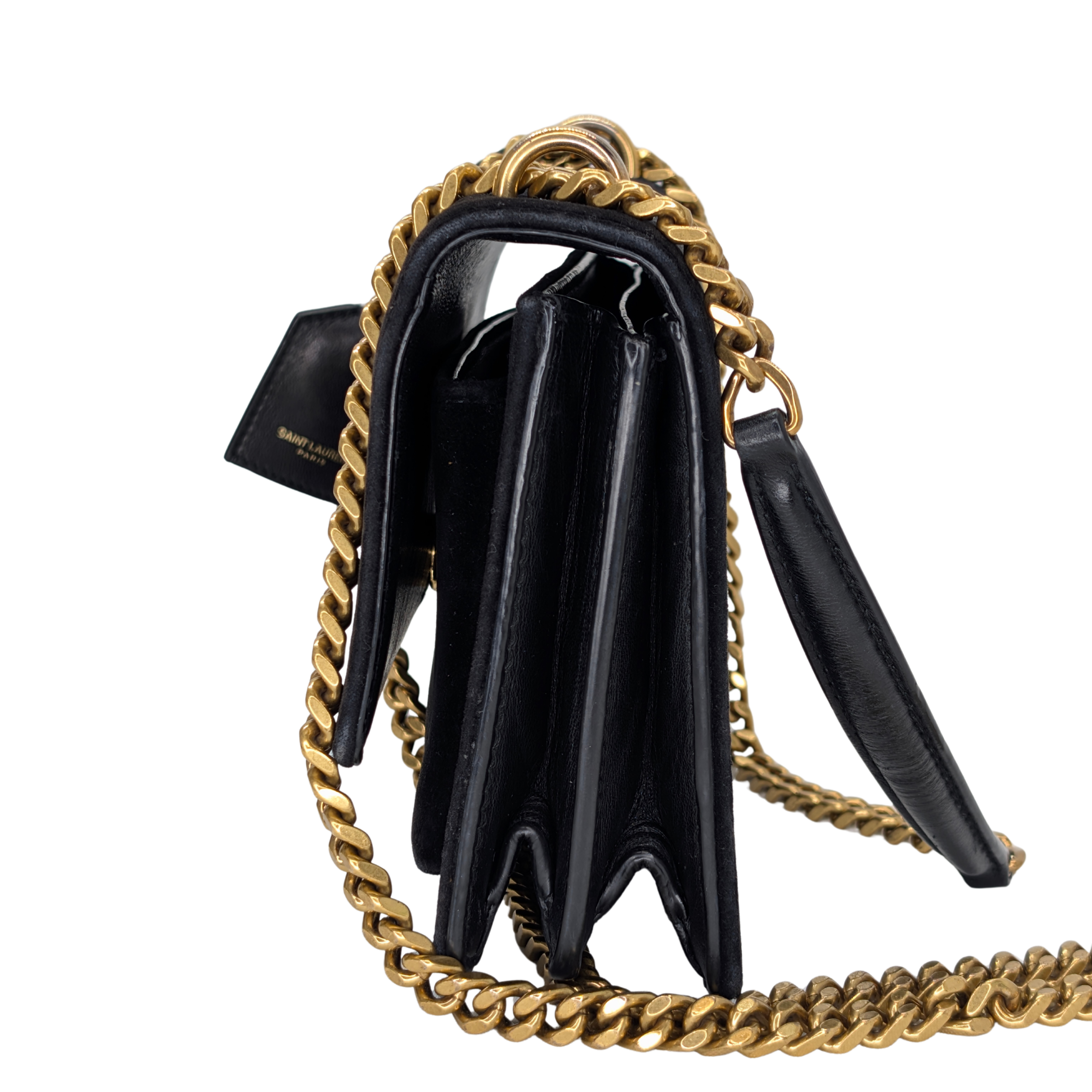 Saint Laurent Sunset Velvet Small Bag Black