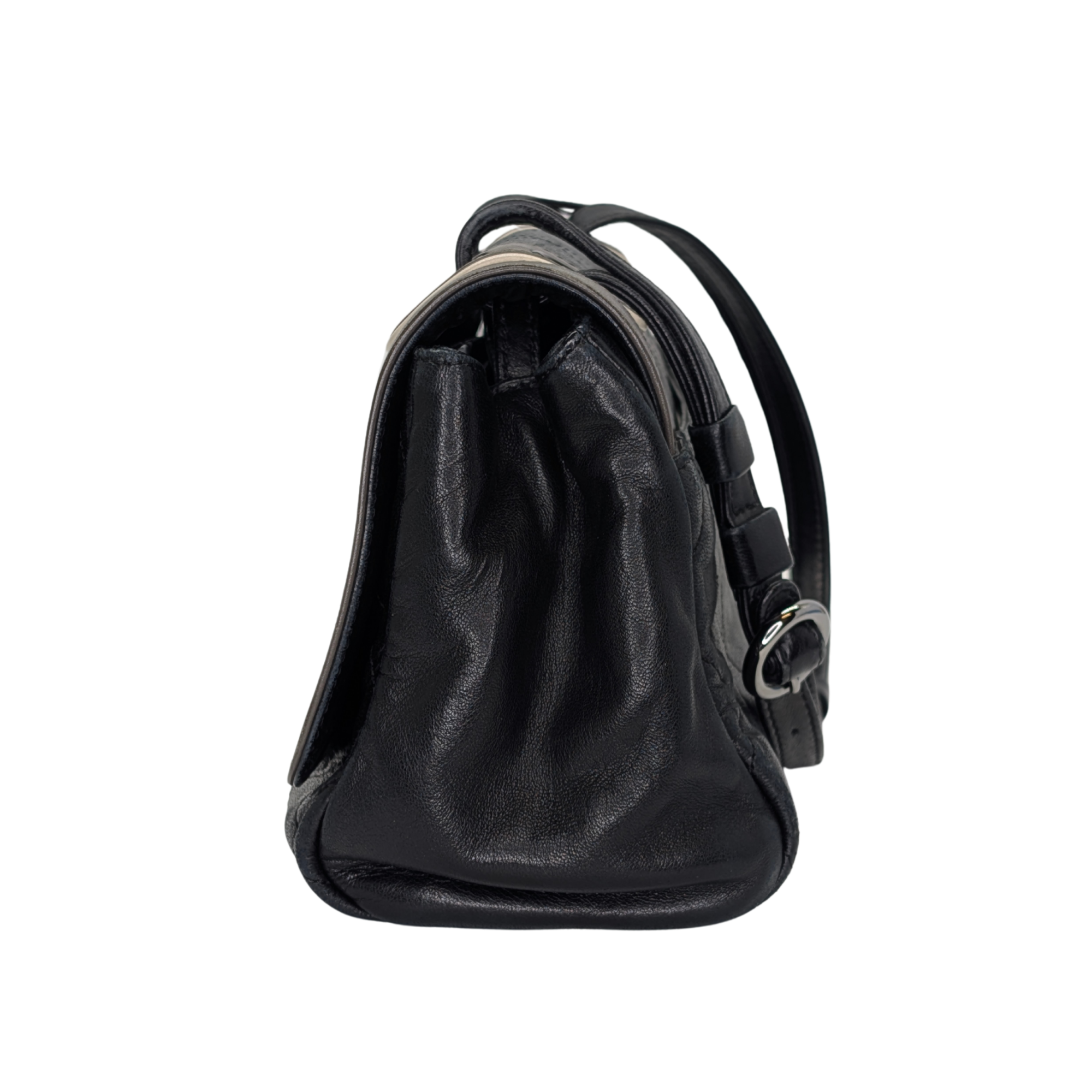 Chanel East-West Shoulder Bag Leather Black