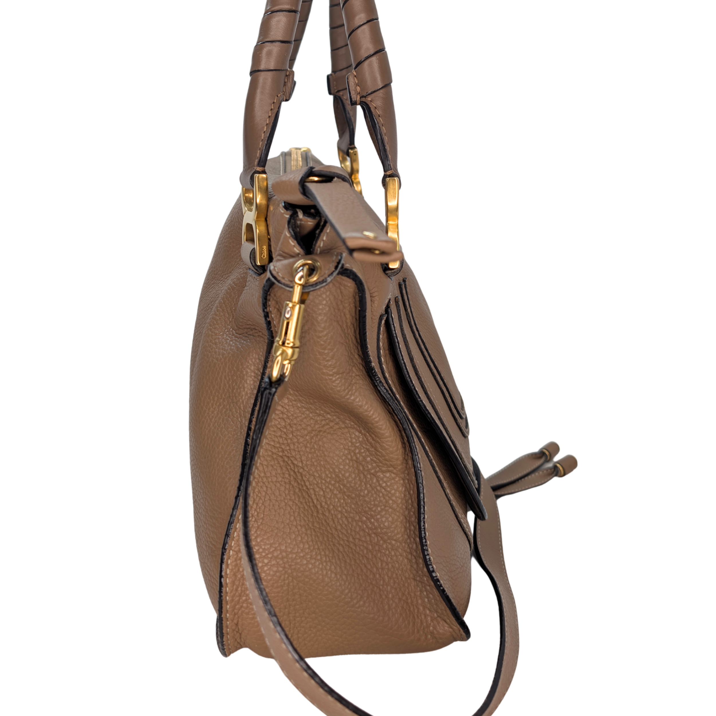 Chloe Marcie Medium Satchel Crossbody Bag Brown
