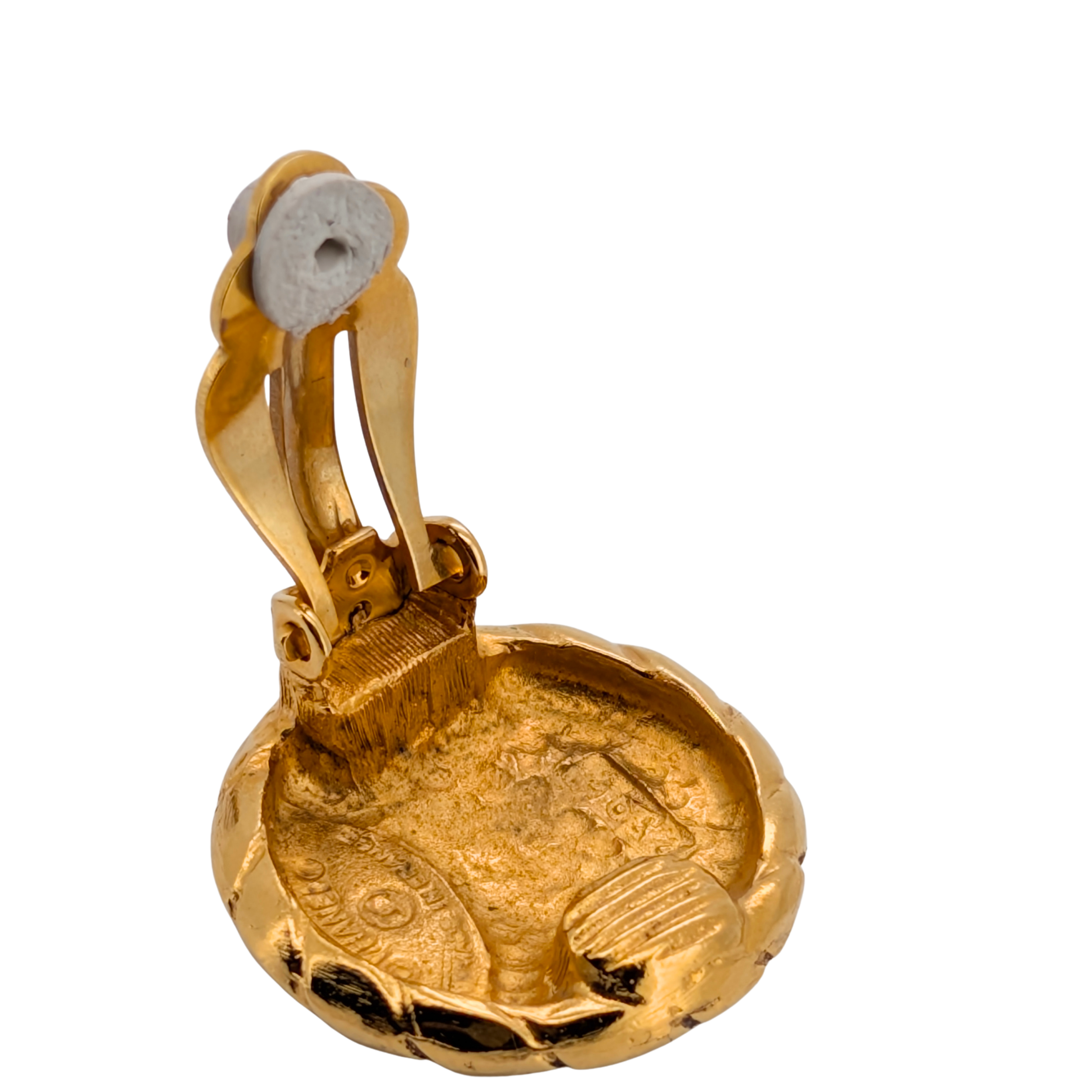 Chanel Vintage CC Gold Tone Round Clip-On Earrings