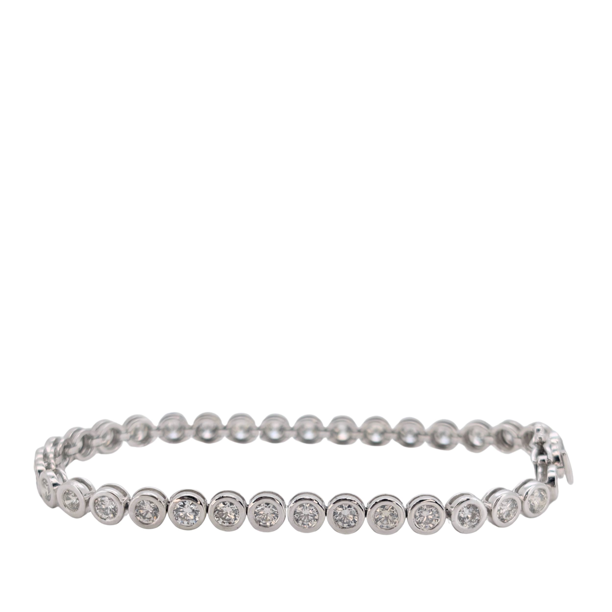 6.00Ct Natural Round Brilliant Diamond Tennis Bracelet In 18ct White Gold