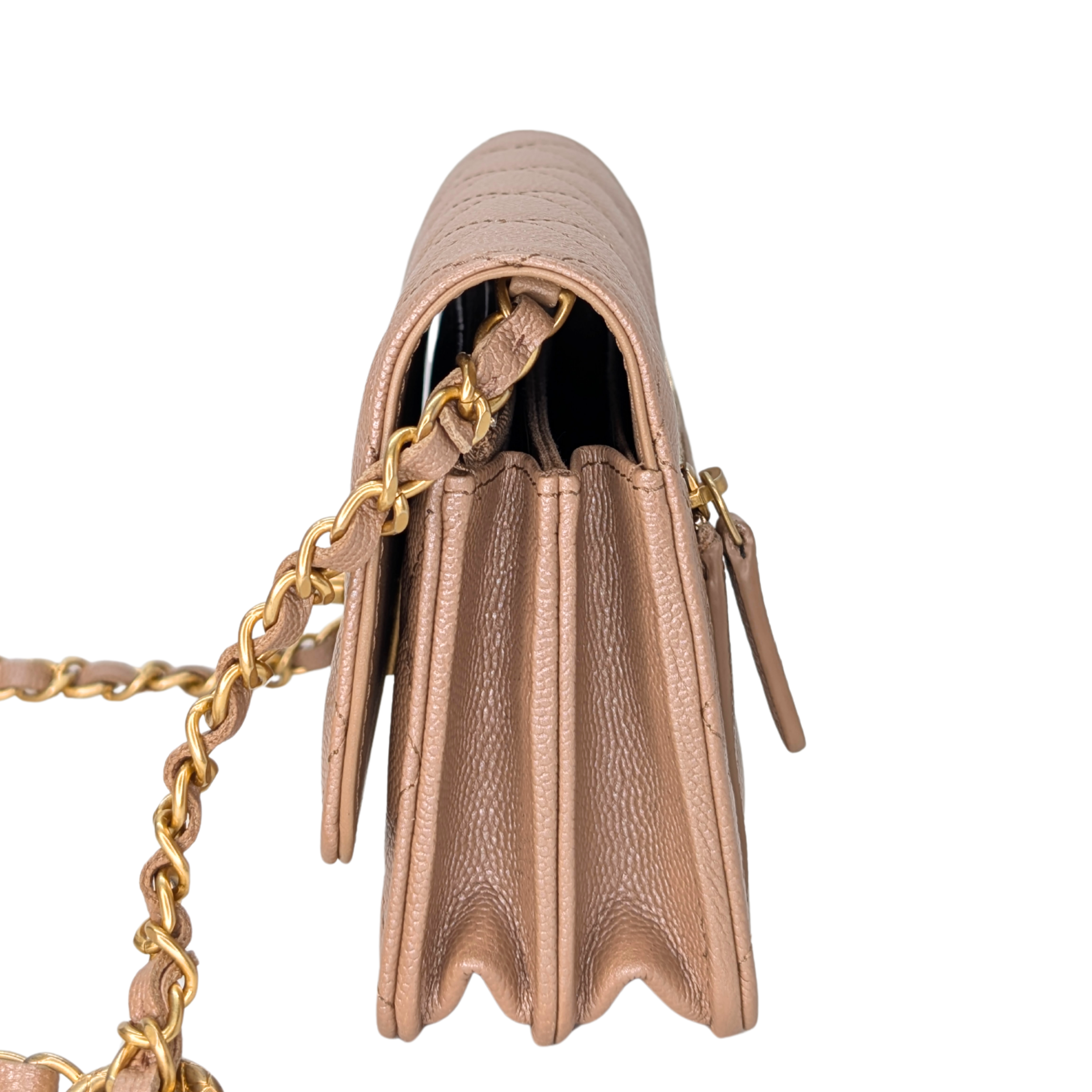 Chanel Clutch on Chain Bag Metallic Beige