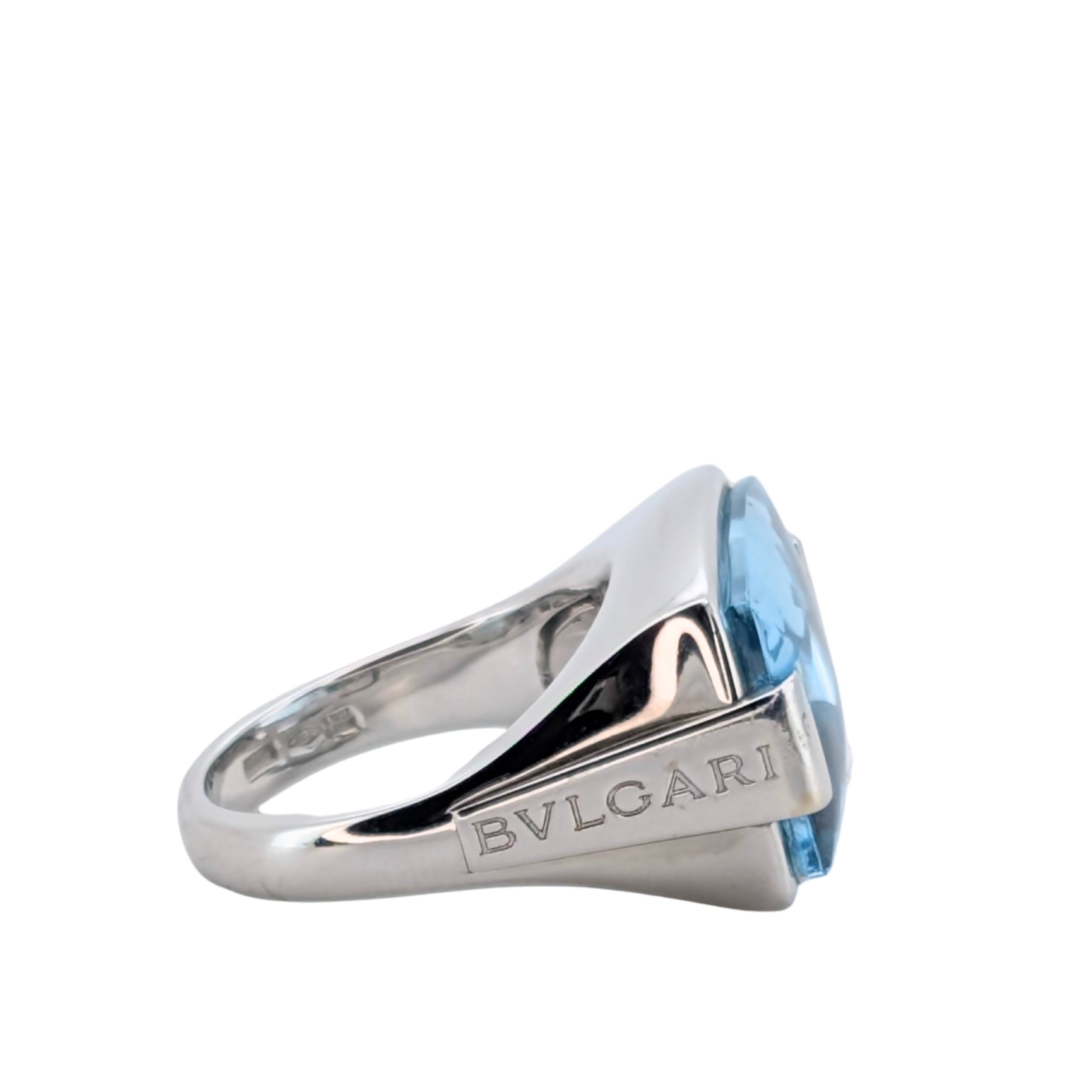 Bvlgari Metropolis Blue Topaz Ring In 18K White Gold