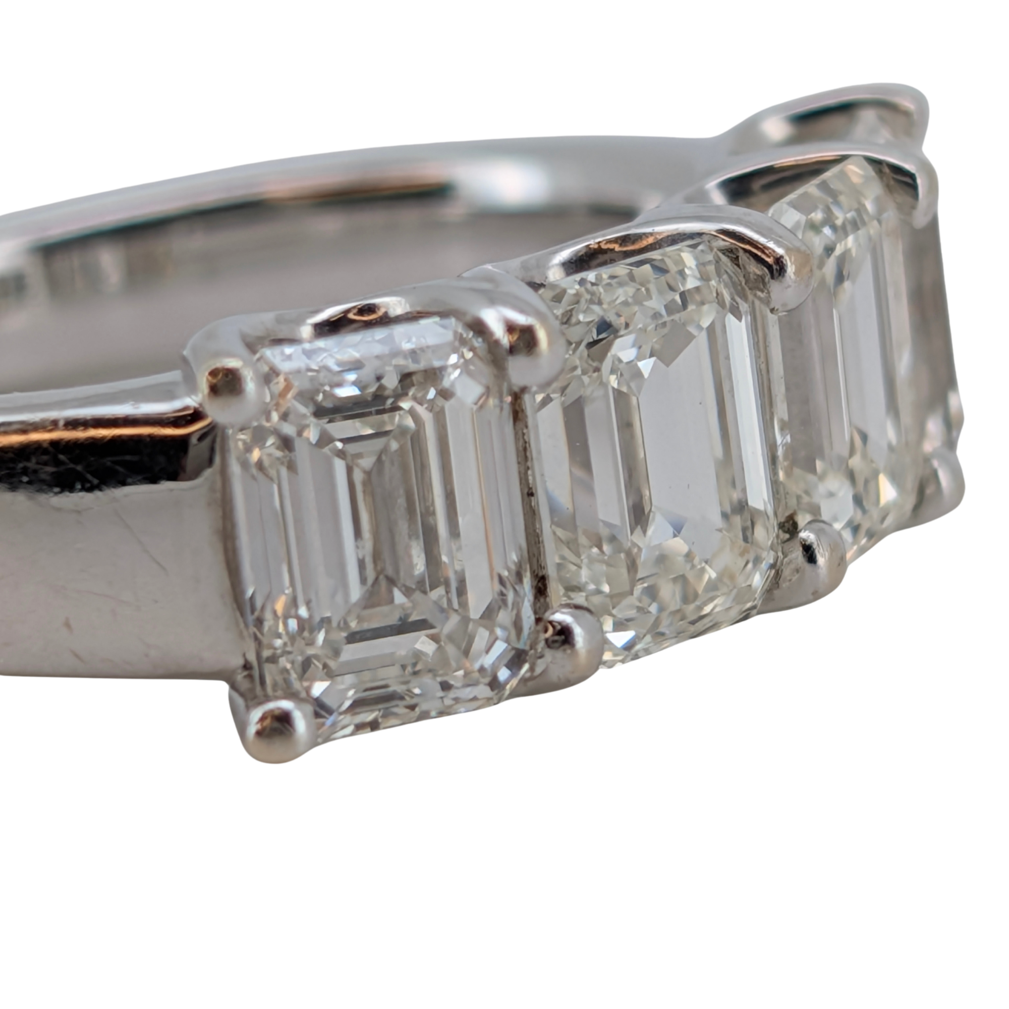 4.00Ct Natural Diamond  Emerald Cut Ring In 18K White Gold