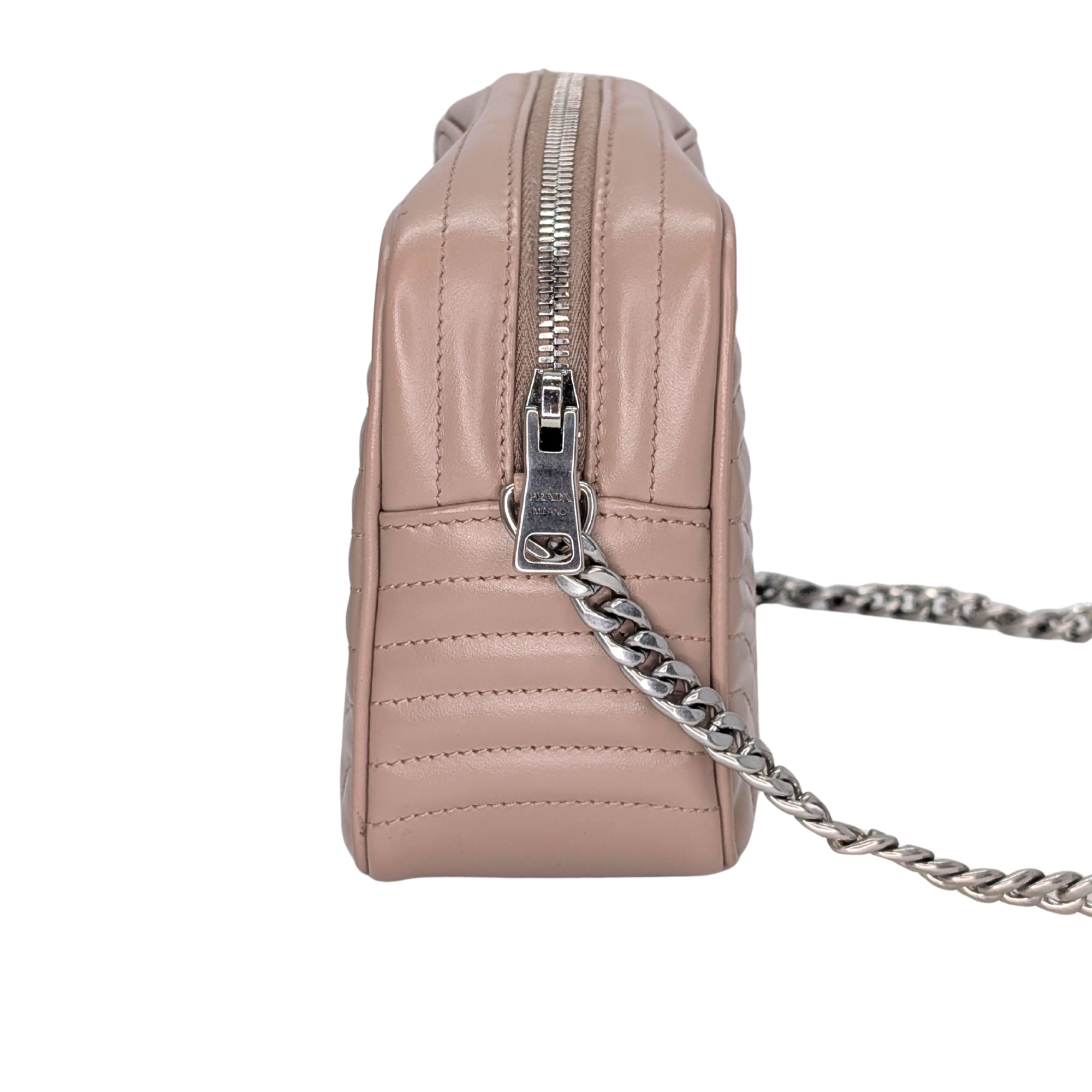 Prada Diagramme Camera Bag Leather Beige