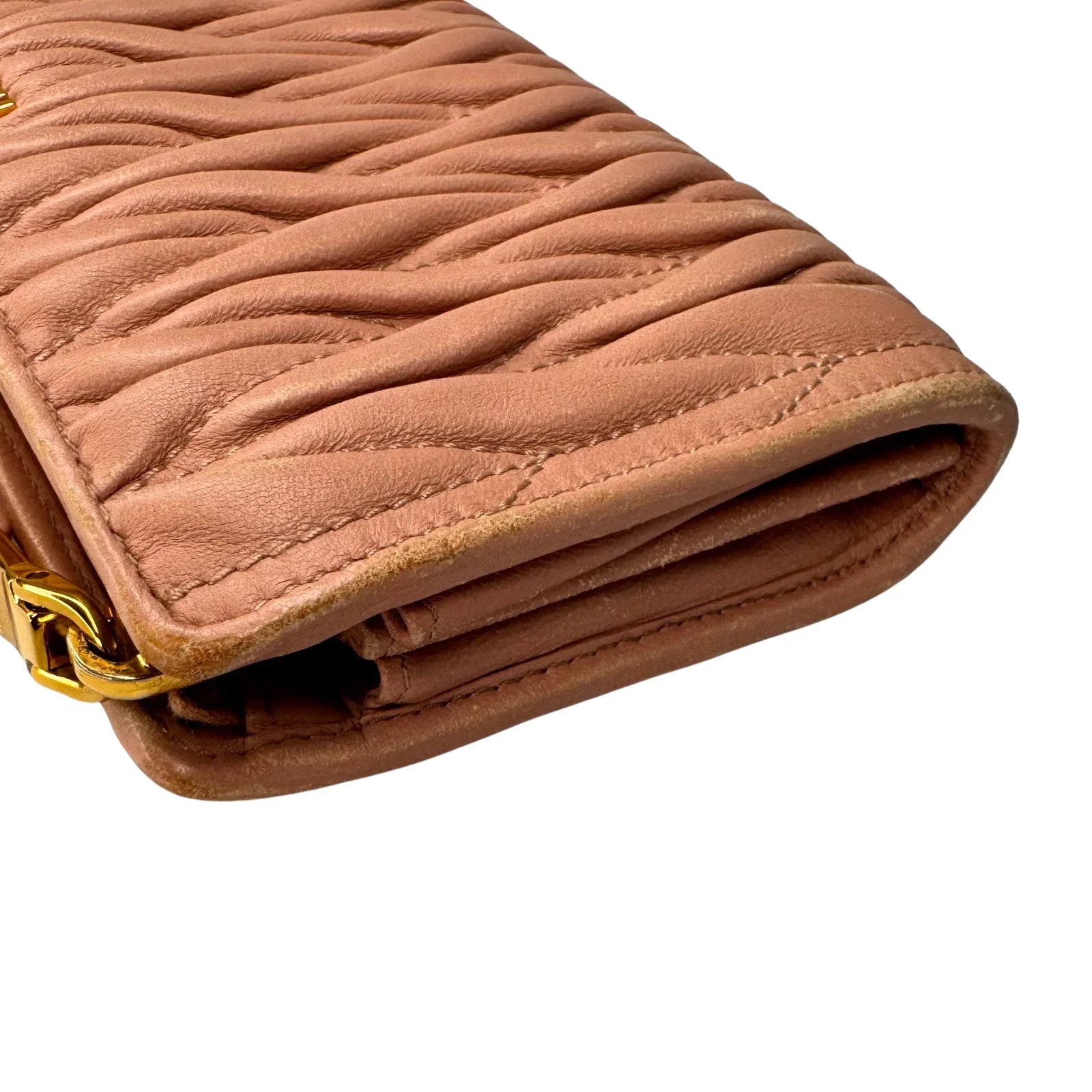 Miu Miu Matelassé Zip Around Wallet – Powdered Pink - Lost Designer