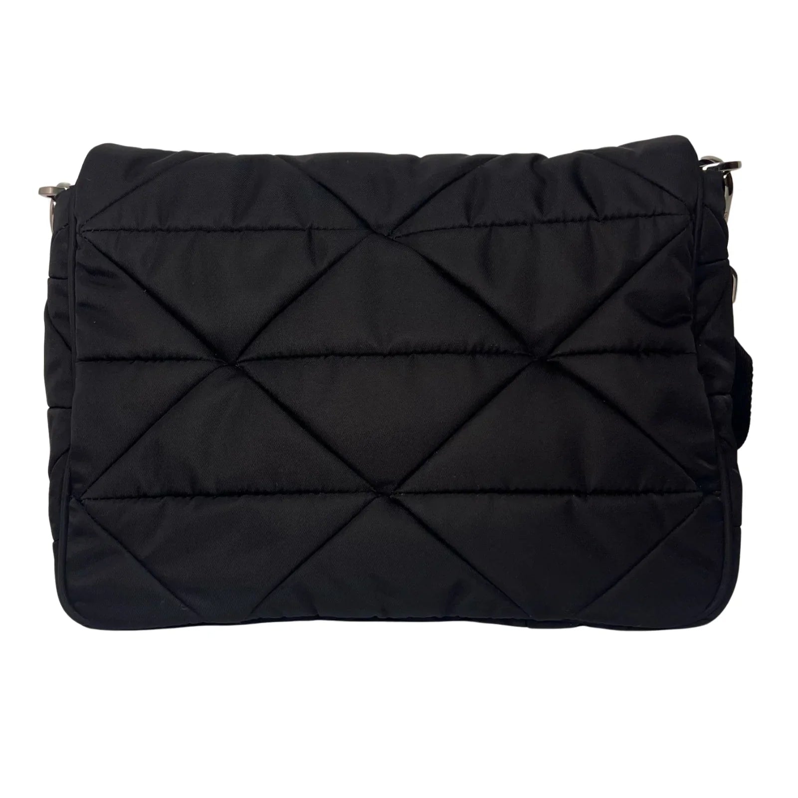 Prada Quilted Re-Nylon Crossbody Bag with Detachable Pouch Black - Lost Designer