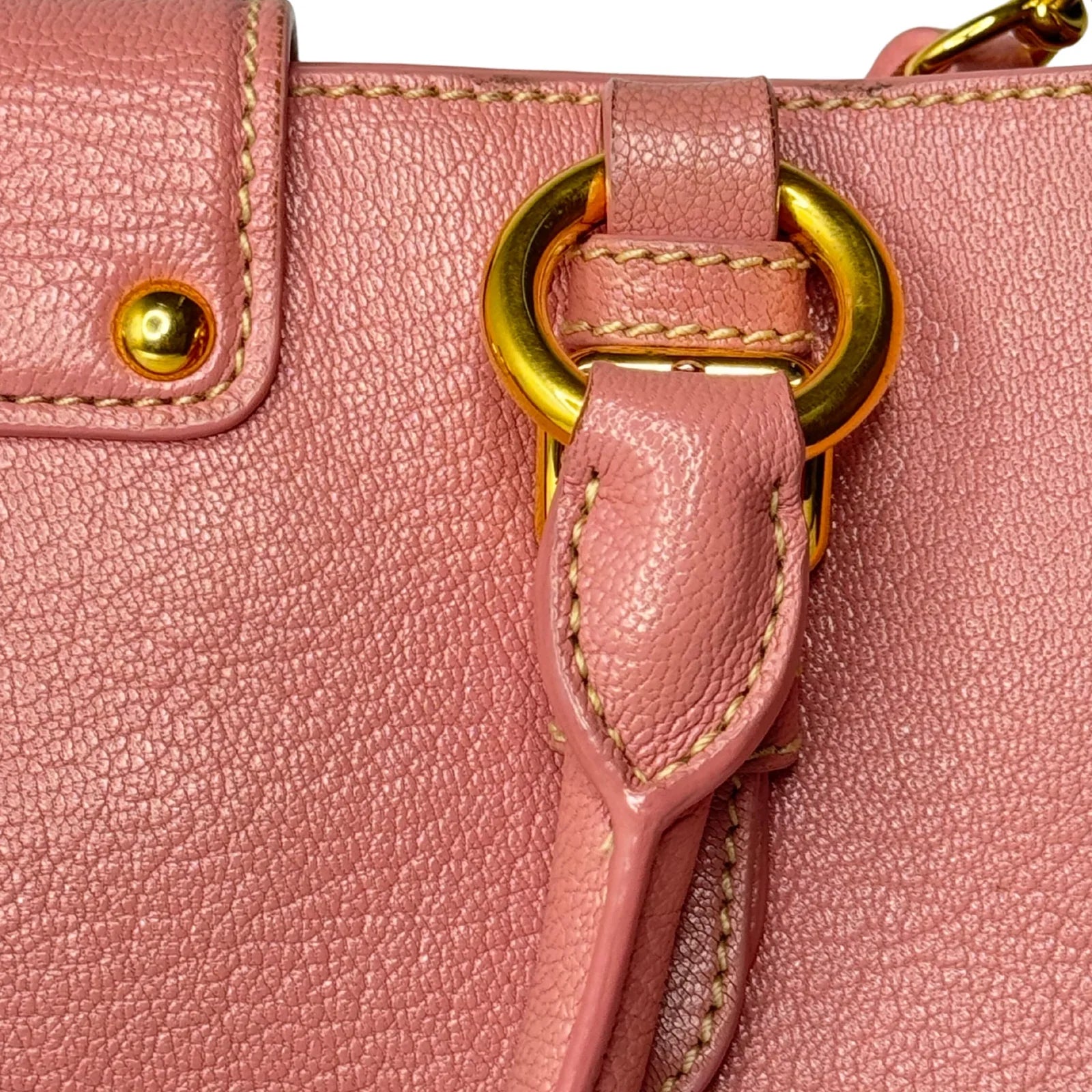 Miu Miu Goatskin Madras Shopping Crossbody Tote Bag Pink - Lost Designer