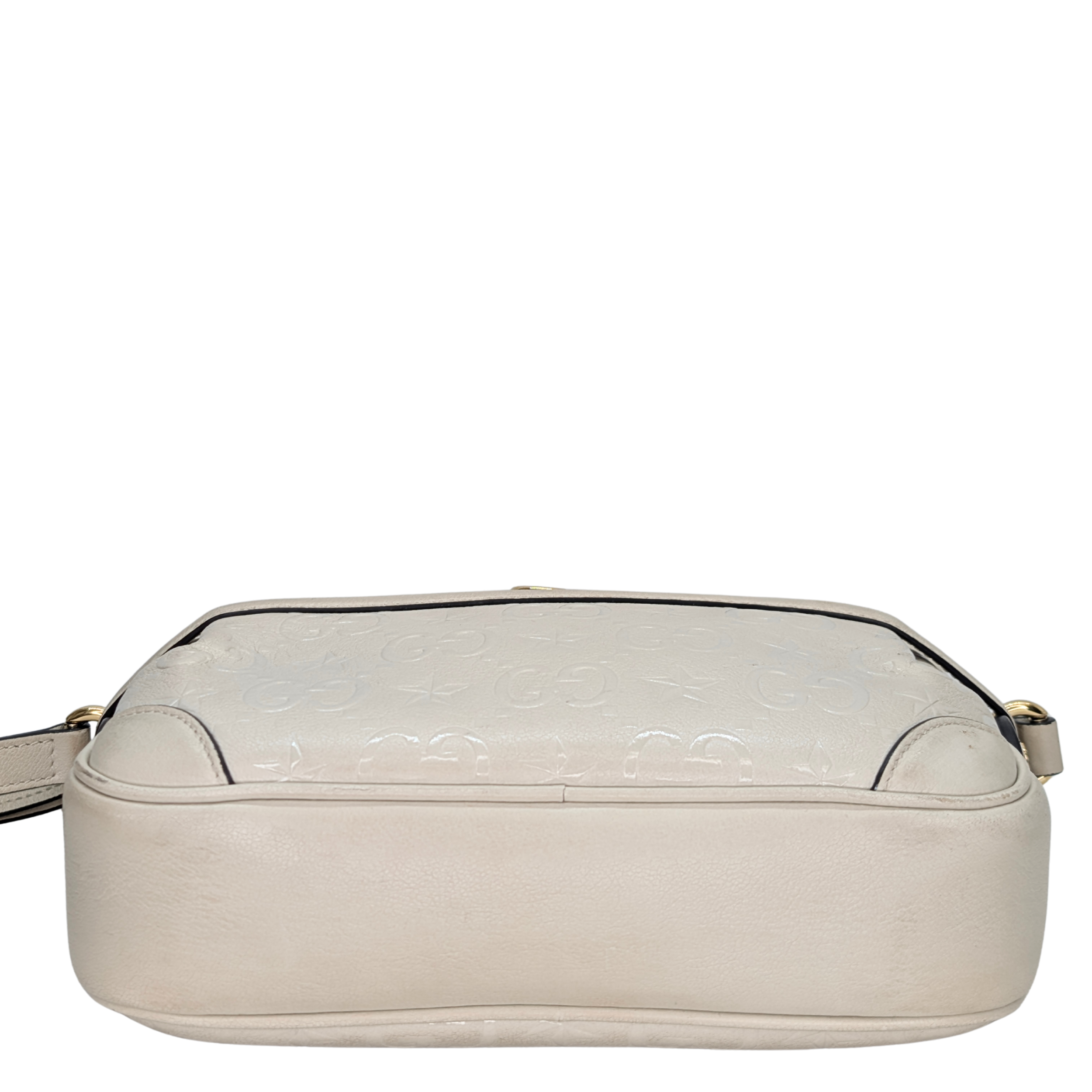 Gucci White GG Star Leather Camera Shoulder Bag
