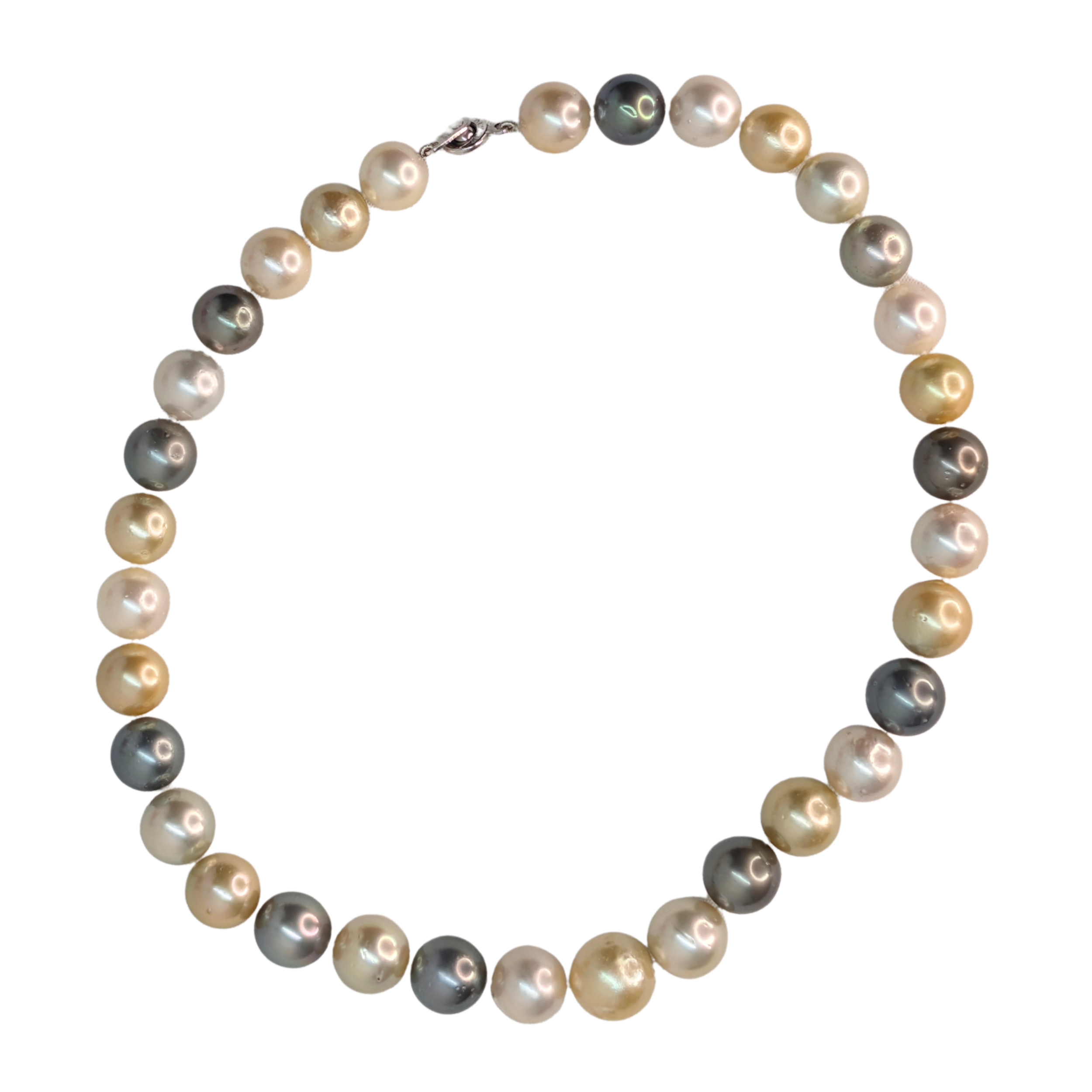 Cultured Tahitian & South Sea Pearl Necklace With Multi-Coloured Pearls