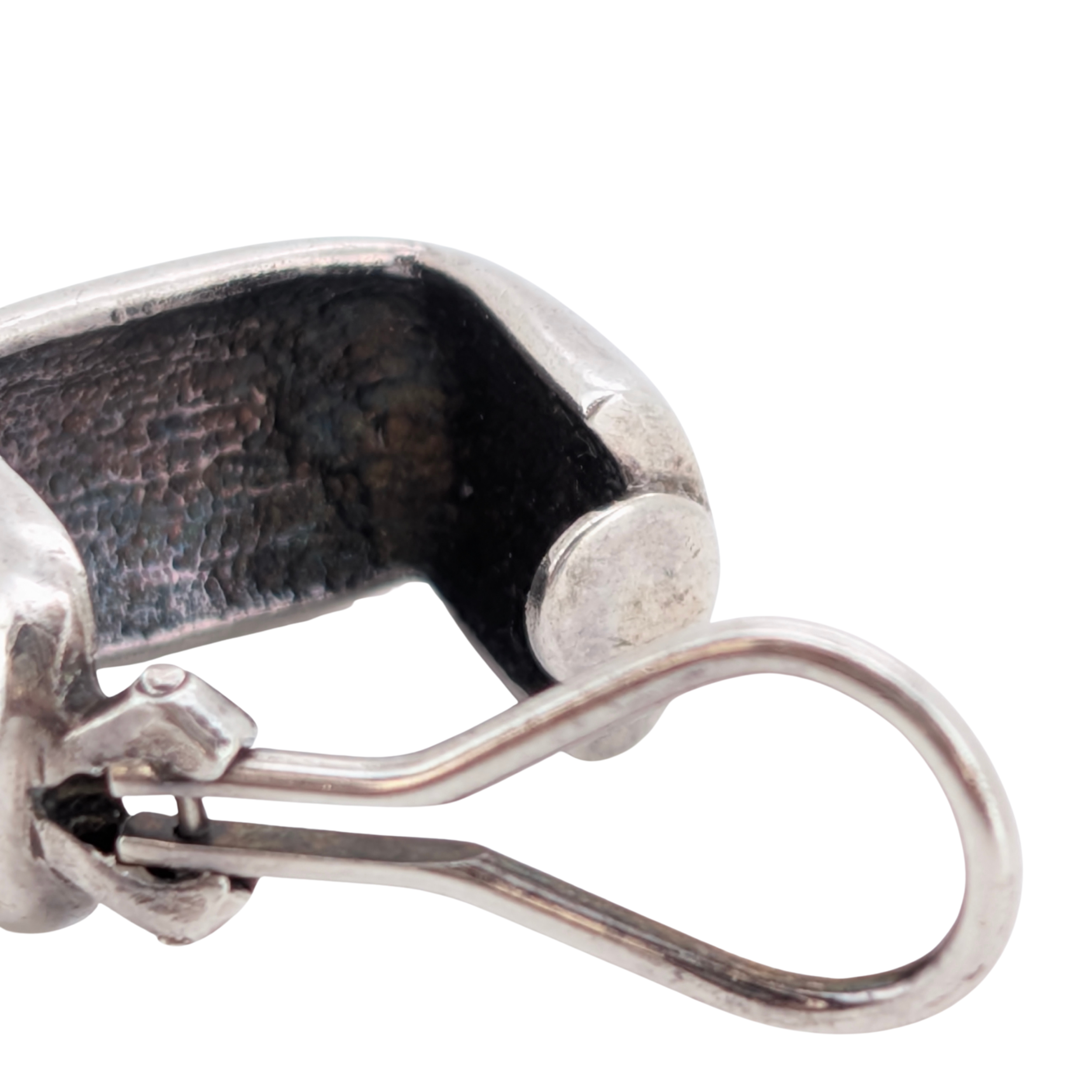 Chanel Sterling Silver 925 Vintage Logo Clip-On Hoop Earrings