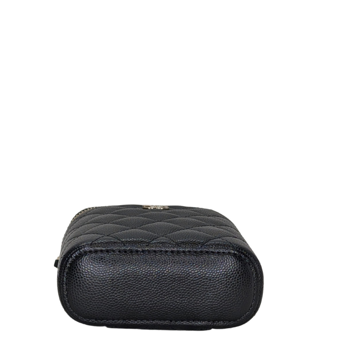 Chanel Caviar Quilted Small Vertical Coco Beauty Vanity Case with Chain Black