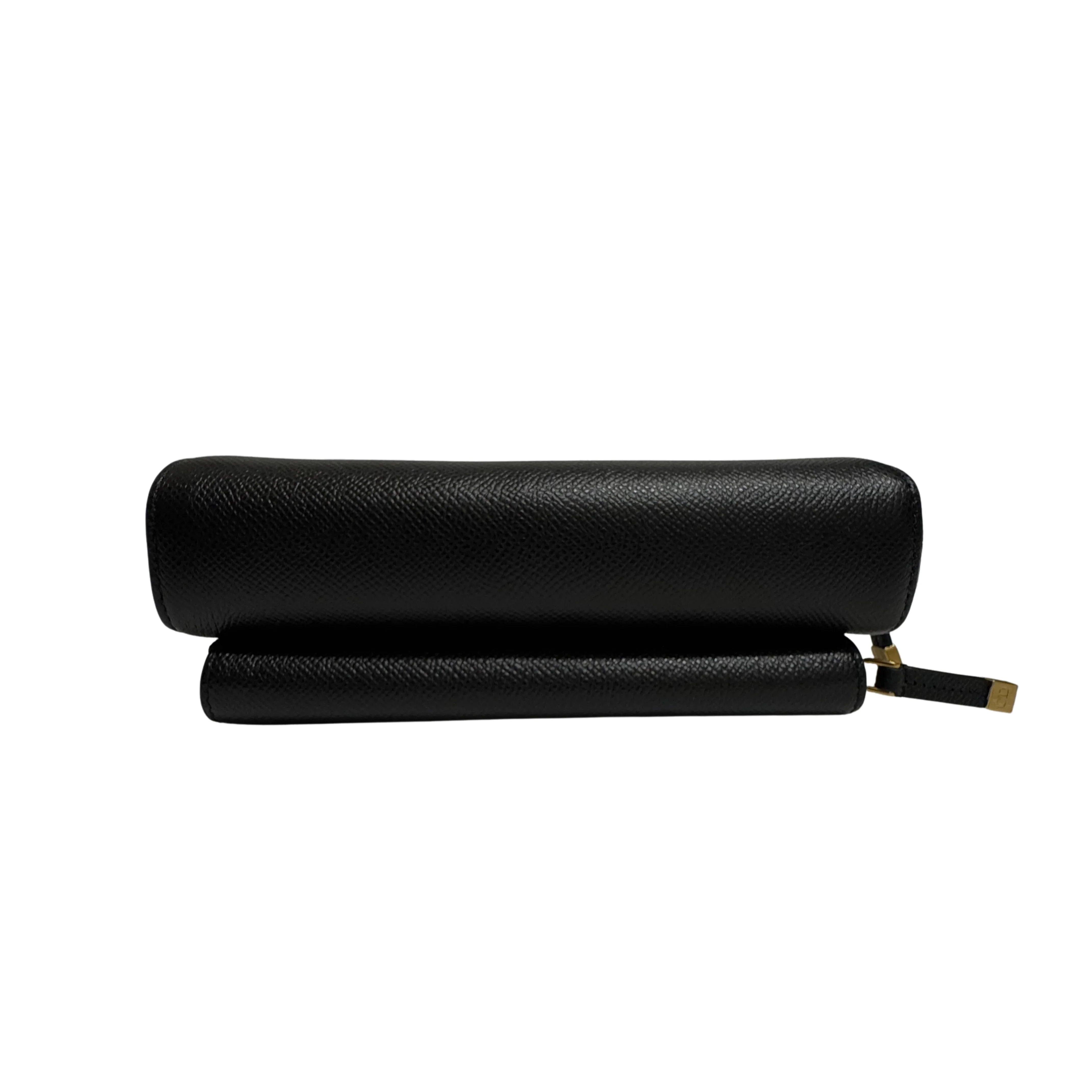 Christian Dior Caro Grained Leather Double Pouch Crossbody Bag Black - Lost Designer