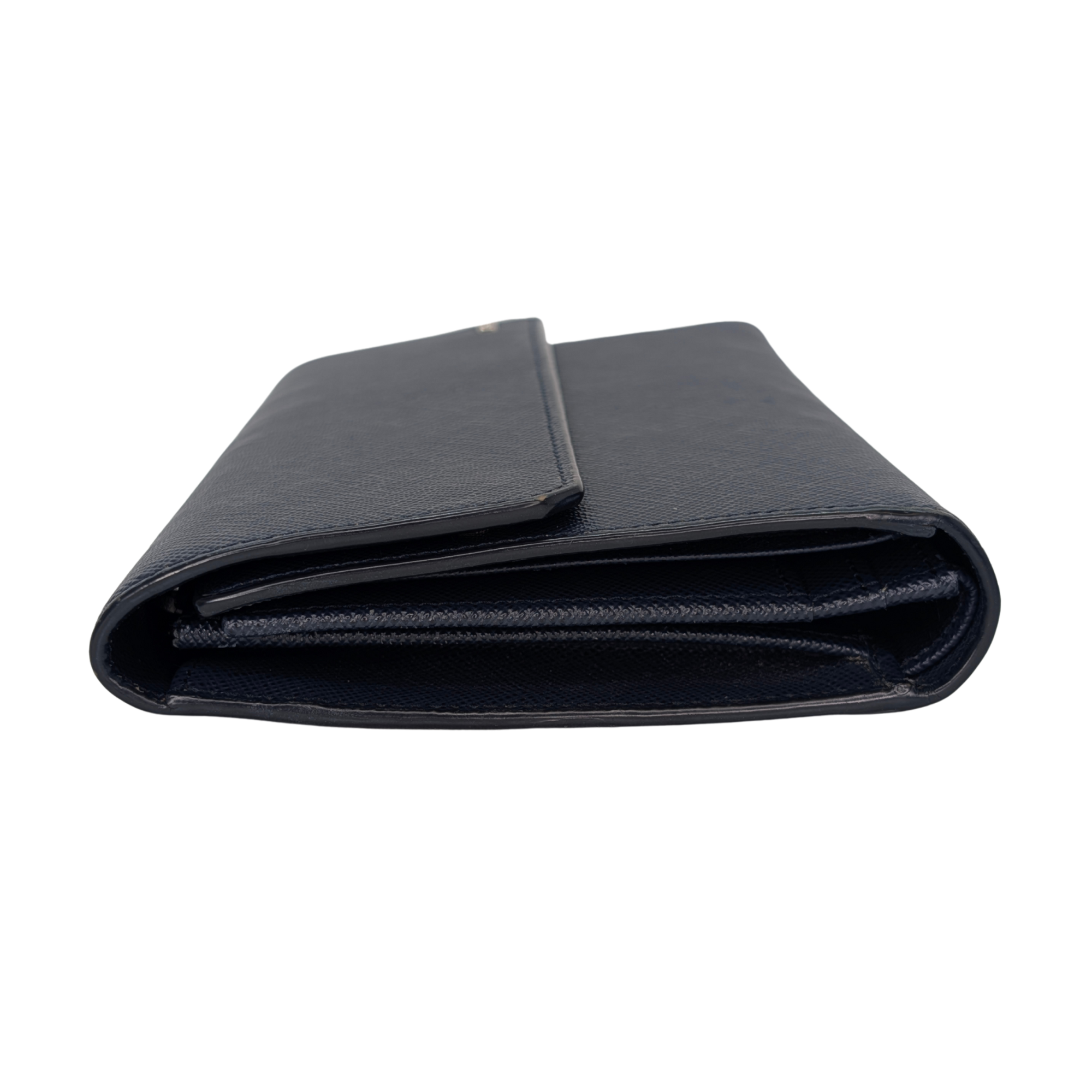 Black Prada Saffiano Multi Pocket Wallet Navy Blue