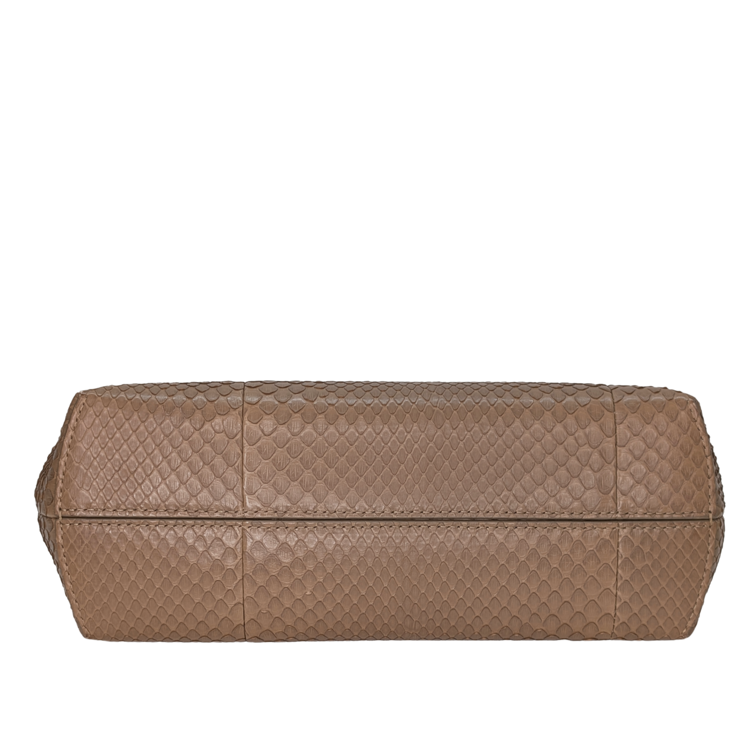 Fendi First Bag Clutch Small Full Snake Python Dark Beige