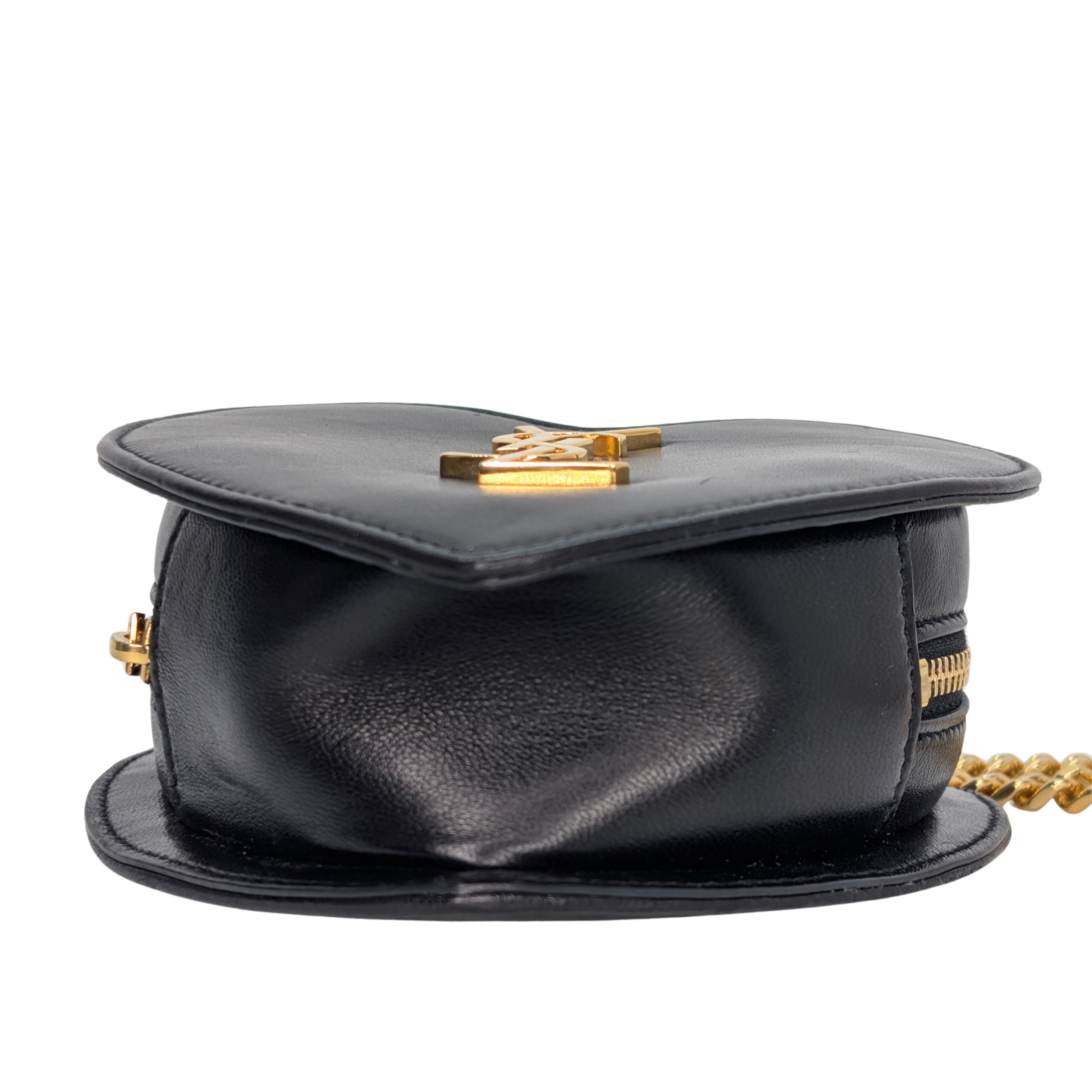Saint Laurent Mini Love Heart Leather Crossbody Bag Black