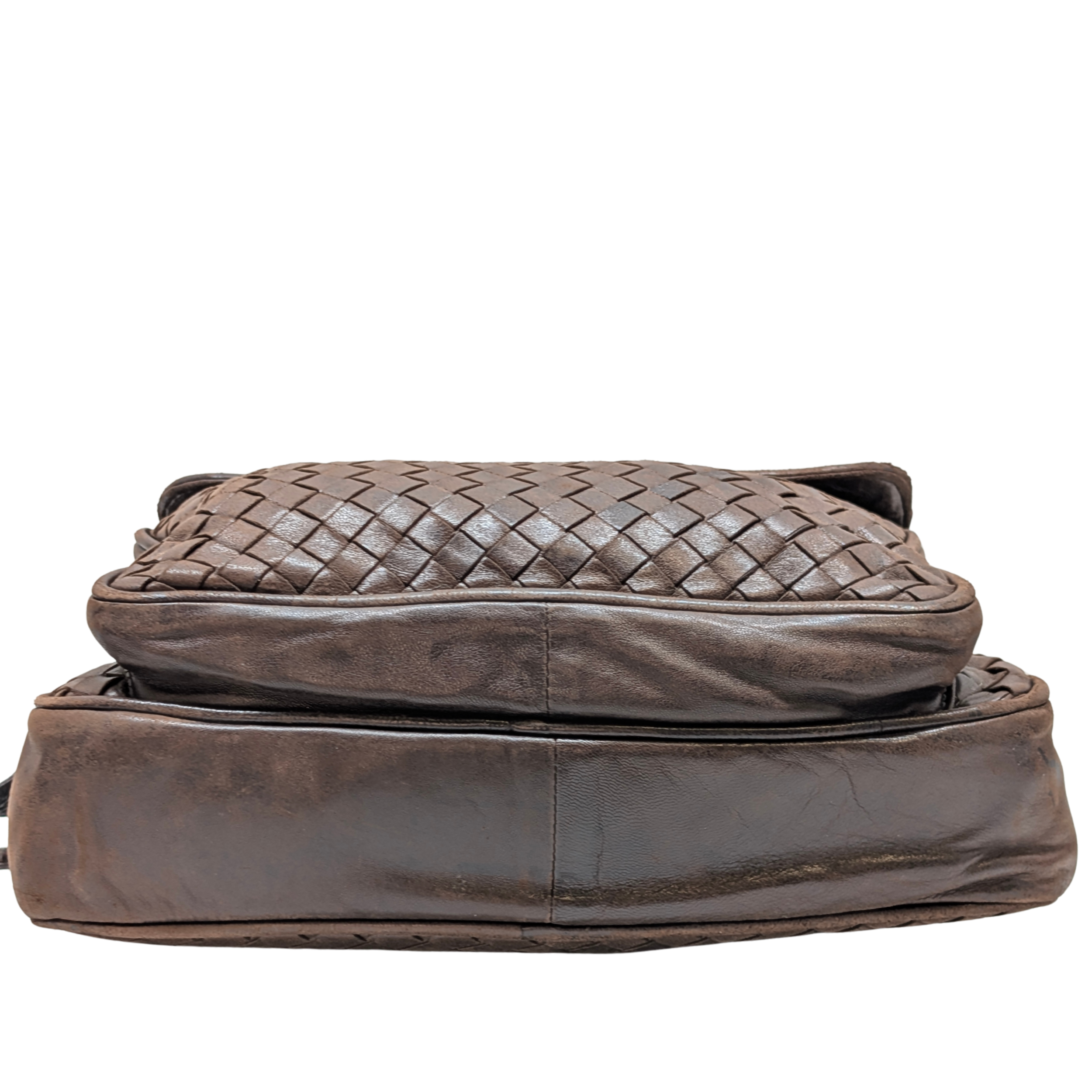 Bottega Veneta Intrecciato Leather Crossbody Bag Brown