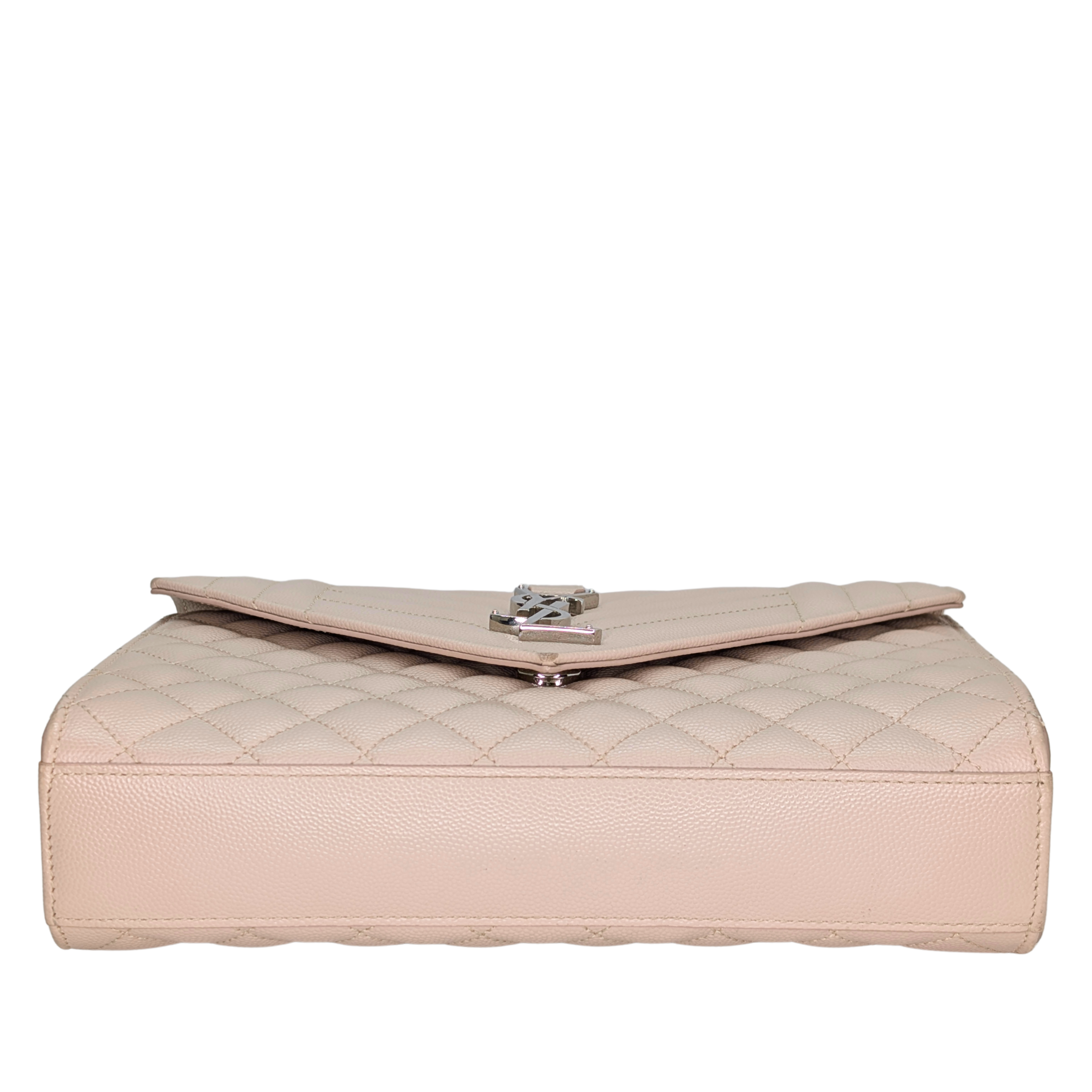 Saint Laurent Medium Envelope Bag Marble Pink