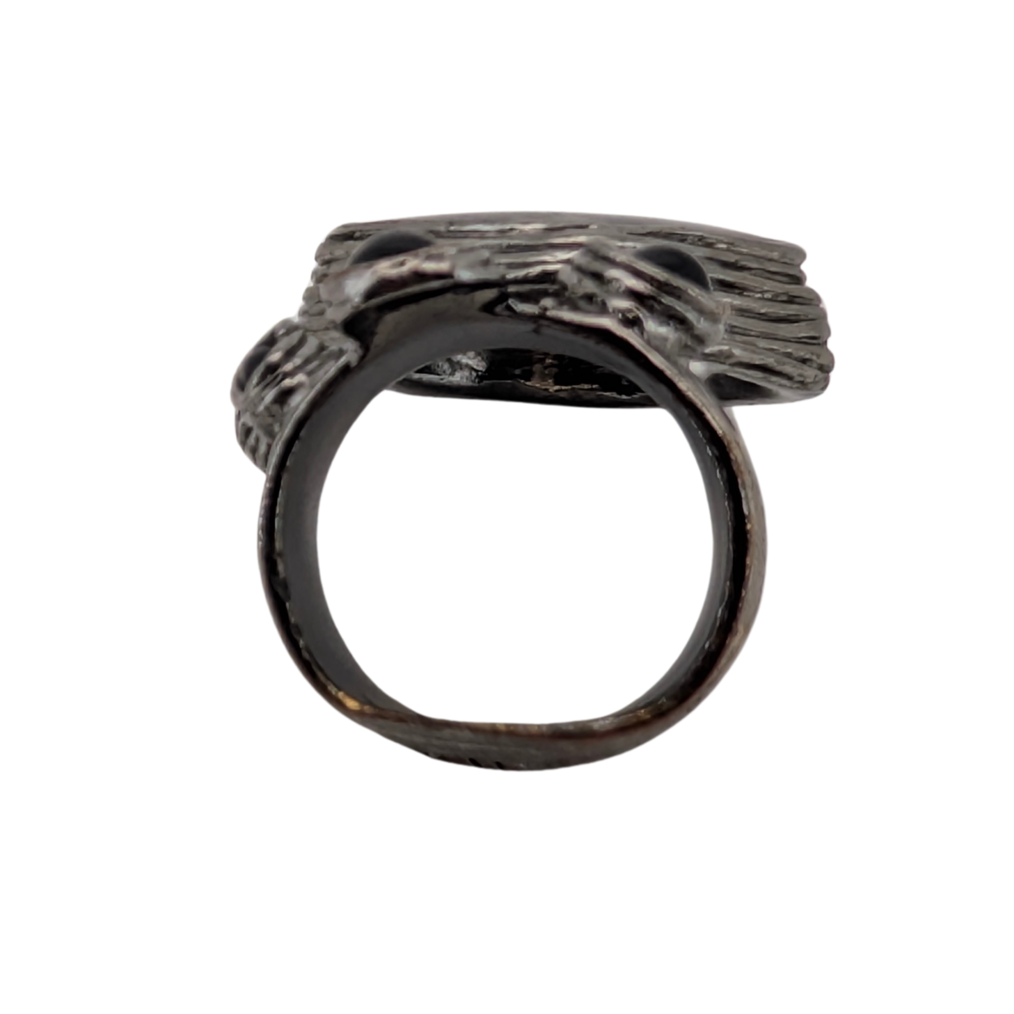 Saint Laurent Arty Cabochon Black Enamel Ring Size 55/O½