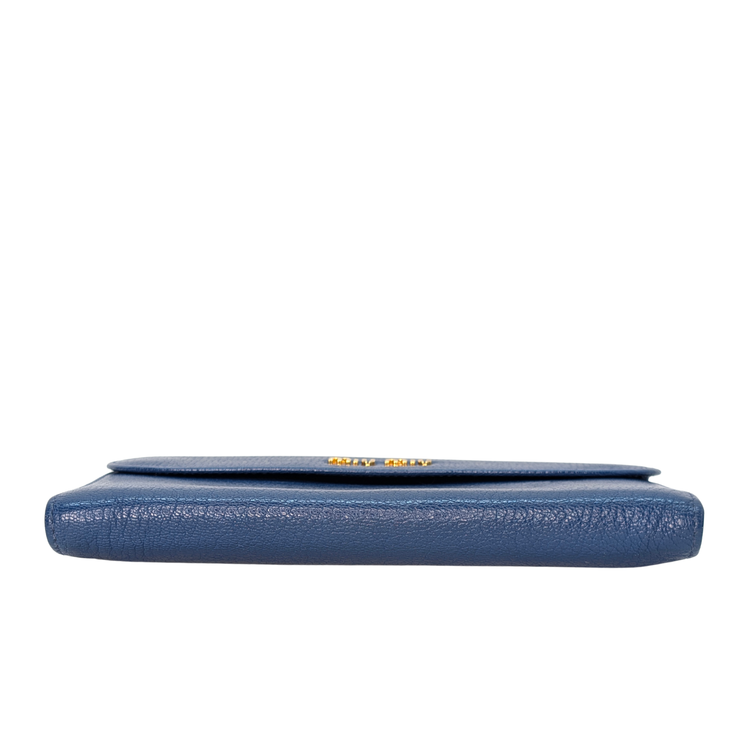 Miu Miu Madras Flap Long Wallet Leather Blue