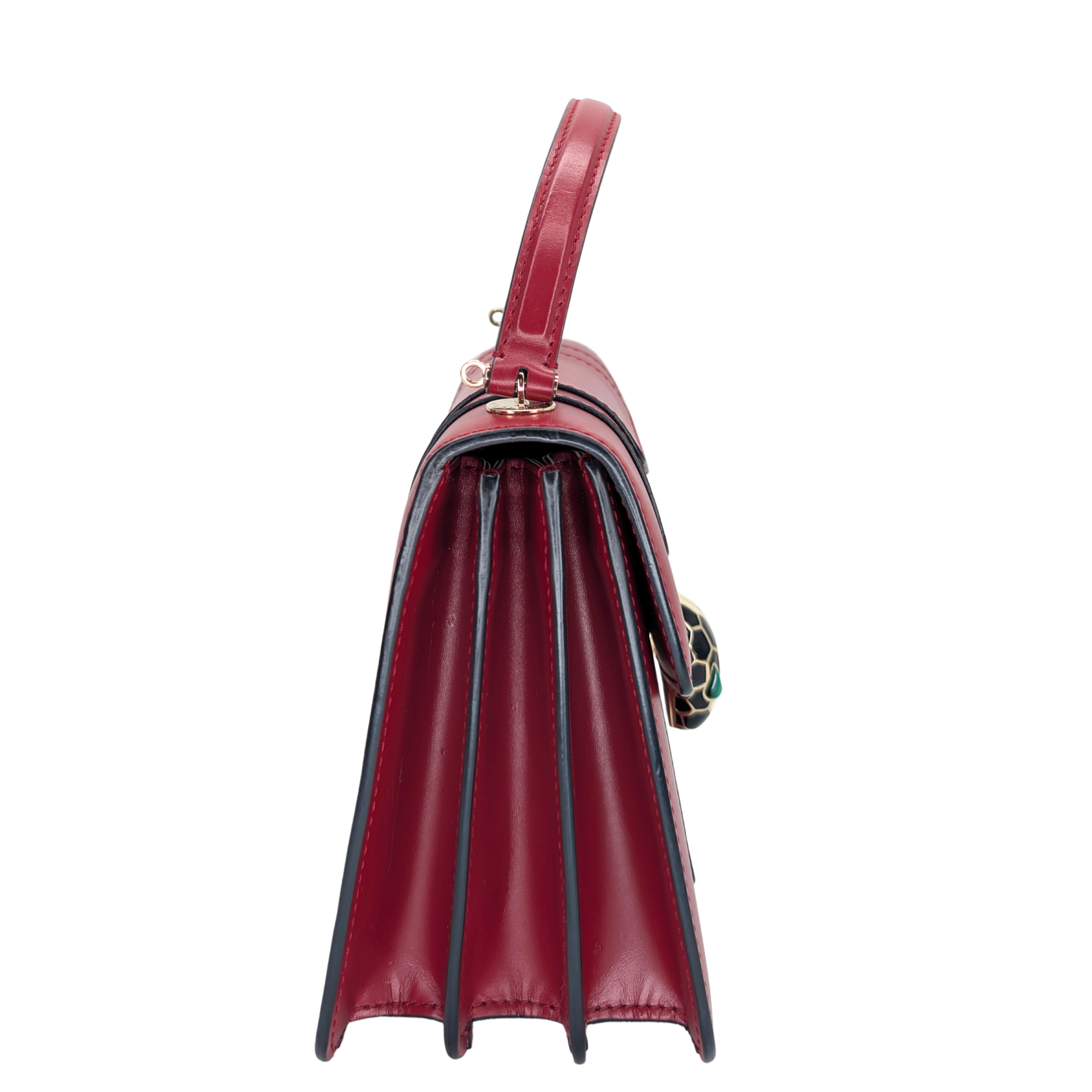 Bvlgari Calfskin Serpenti Forever Top Handle Red