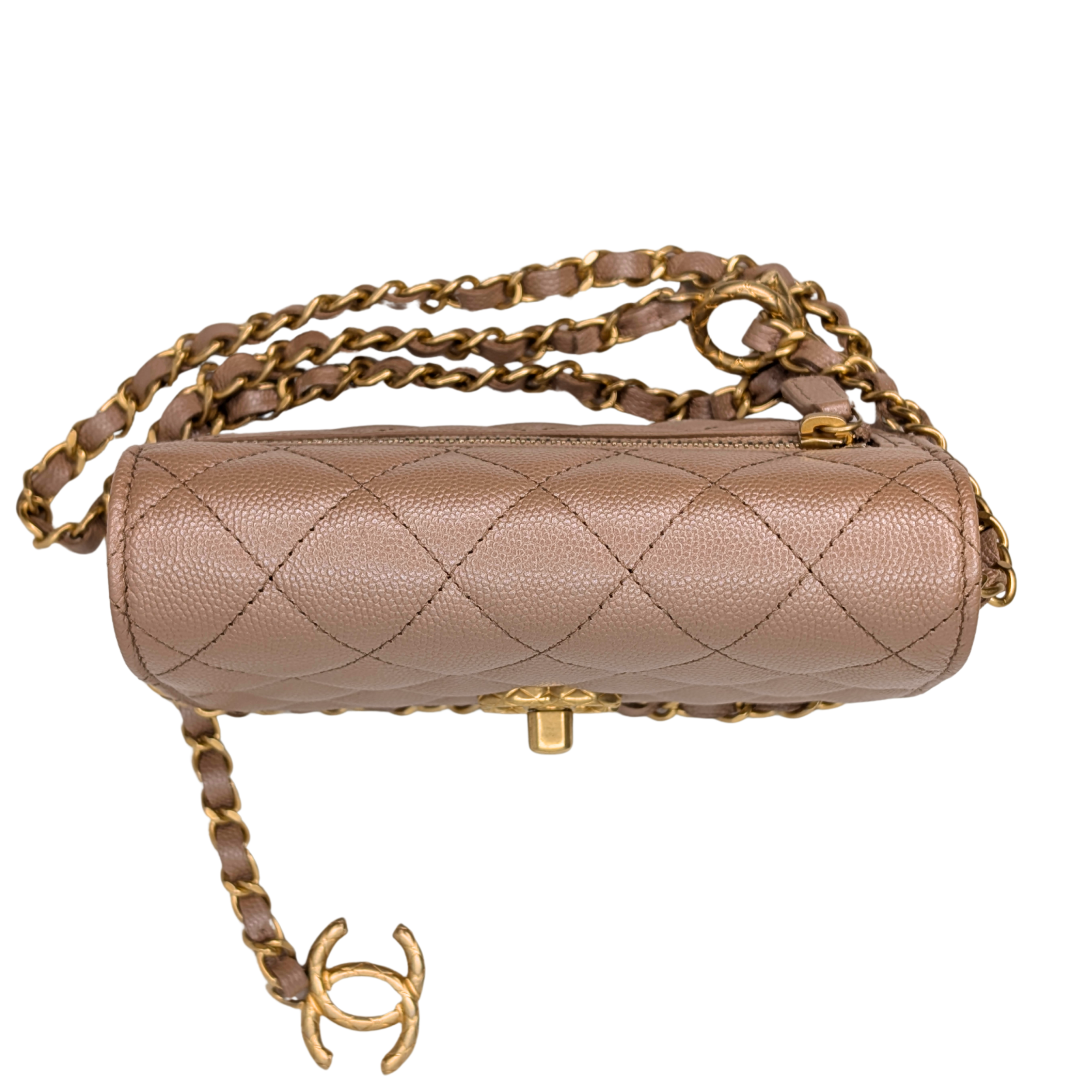 Chanel Clutch on Chain Bag Metallic Beige