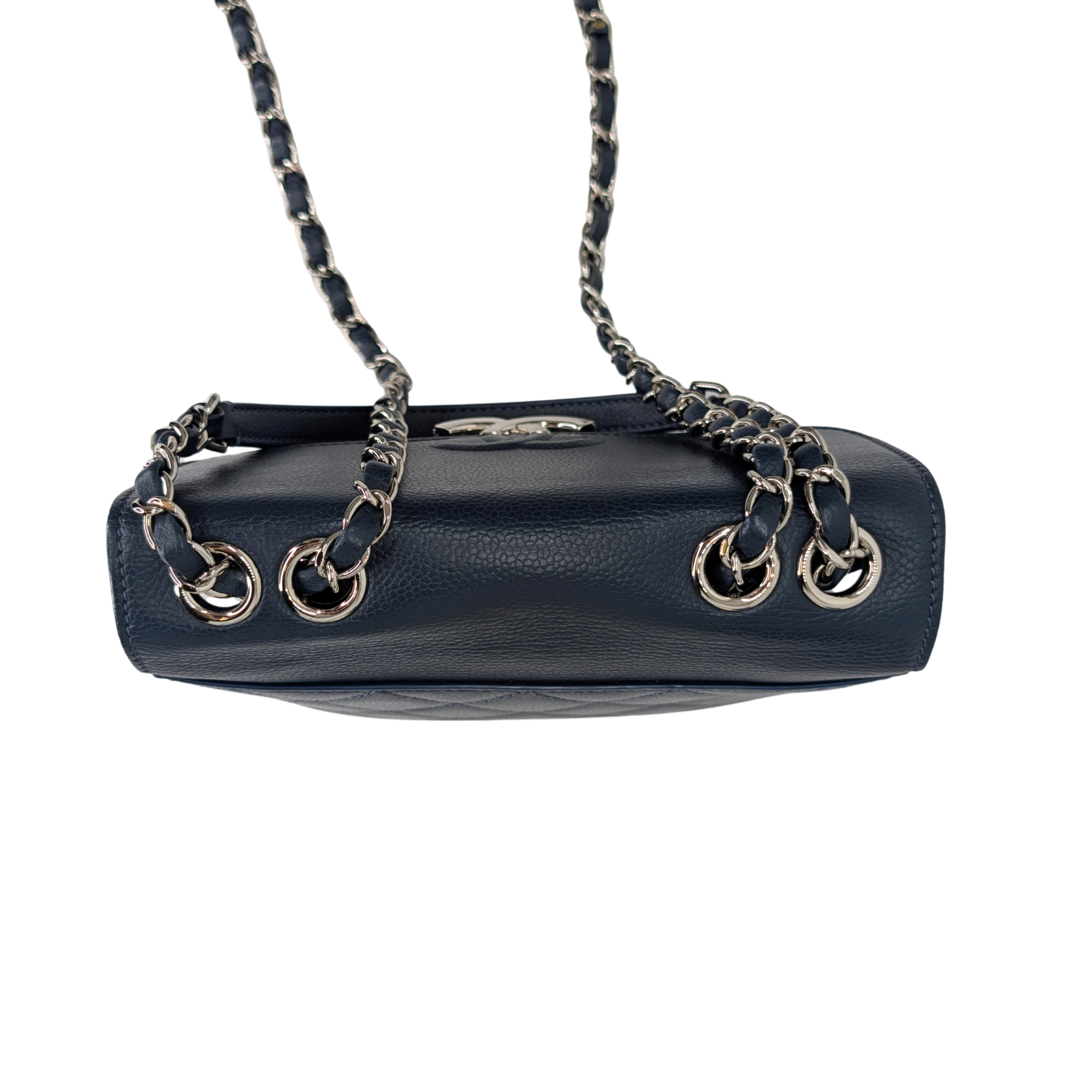 Chanel CC Box Flap Shoulder Bag Navy Blue