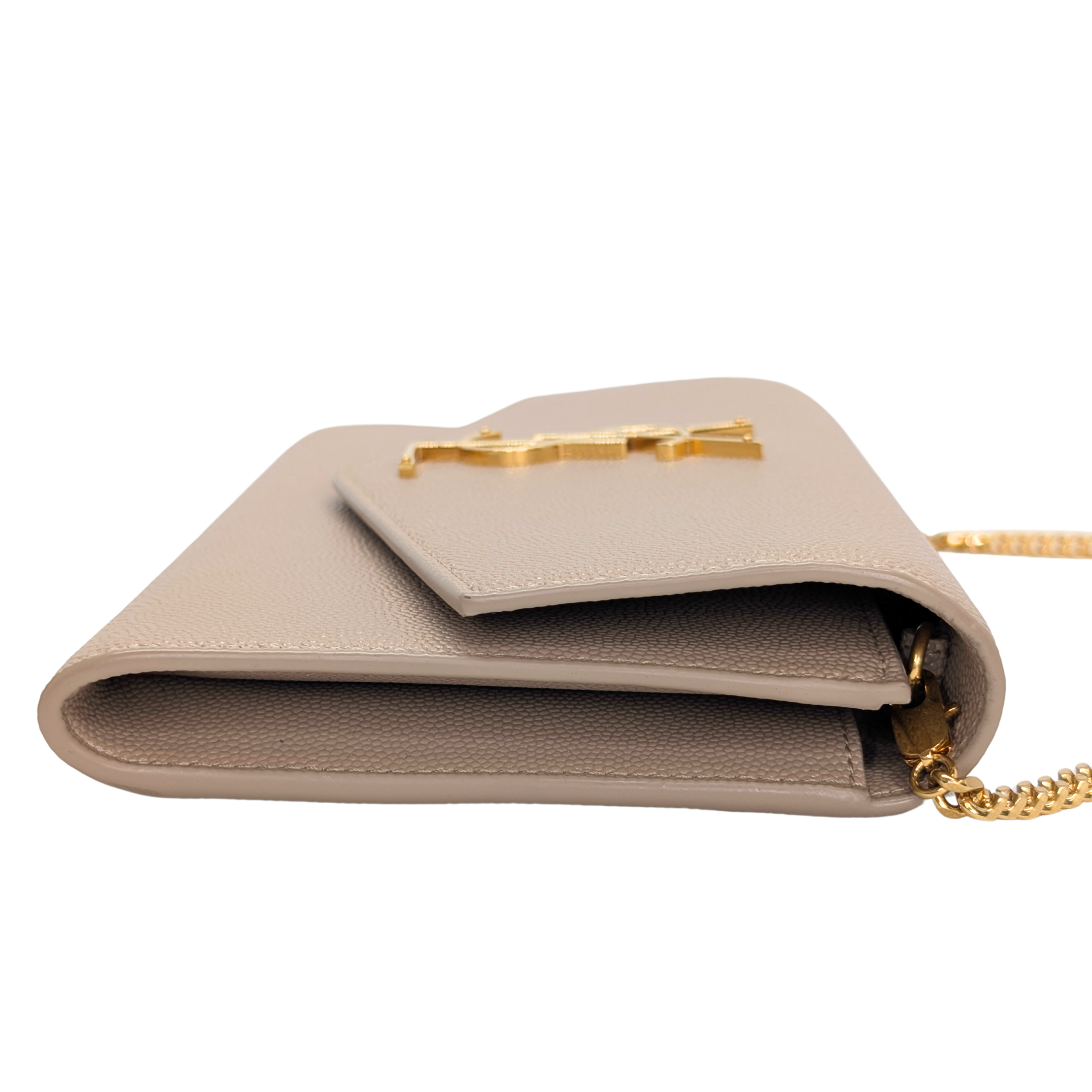 Saint Laurent Uptown Wallet on Chain Dark Beige