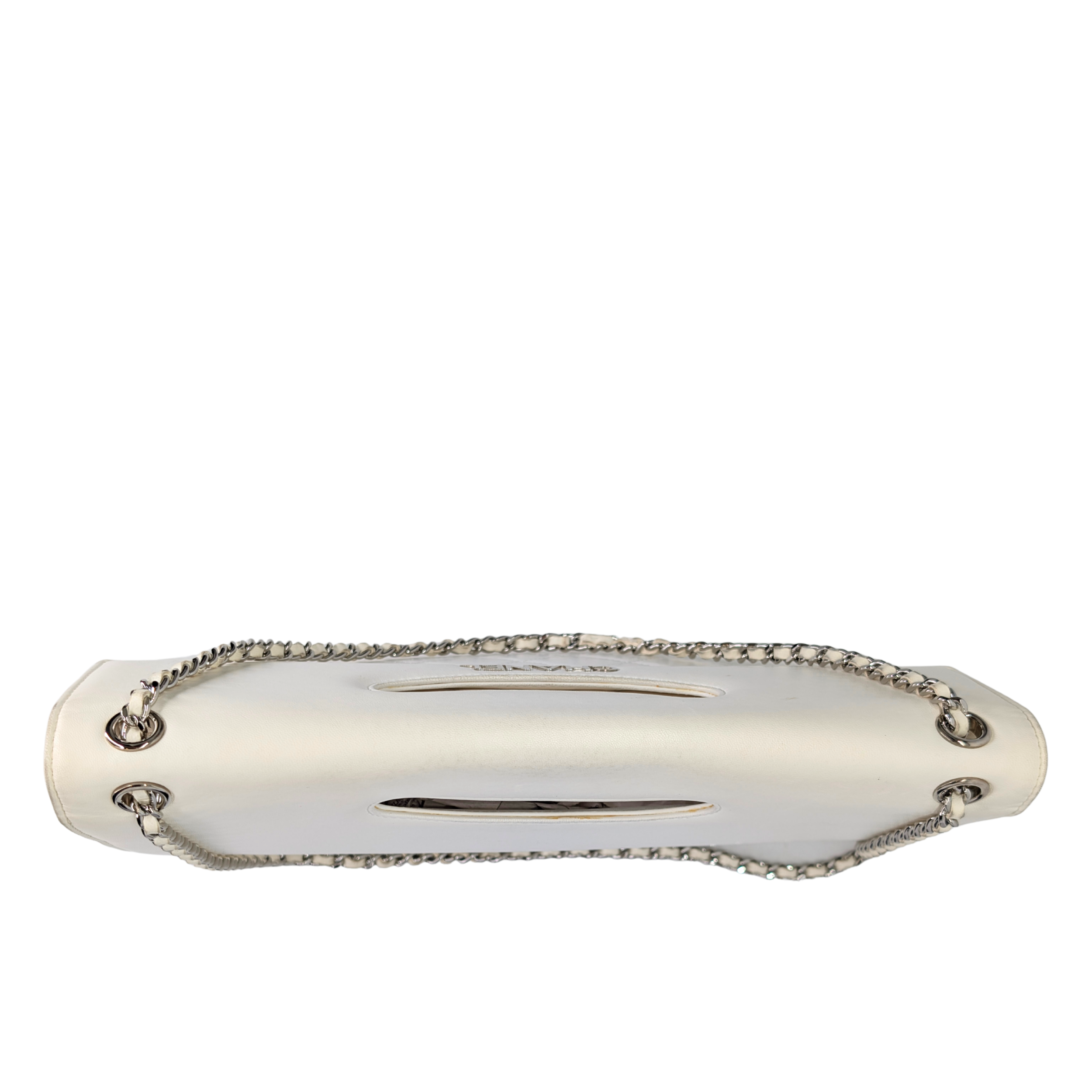 Chanel 2014 Delivery Cutout Handle Bag White