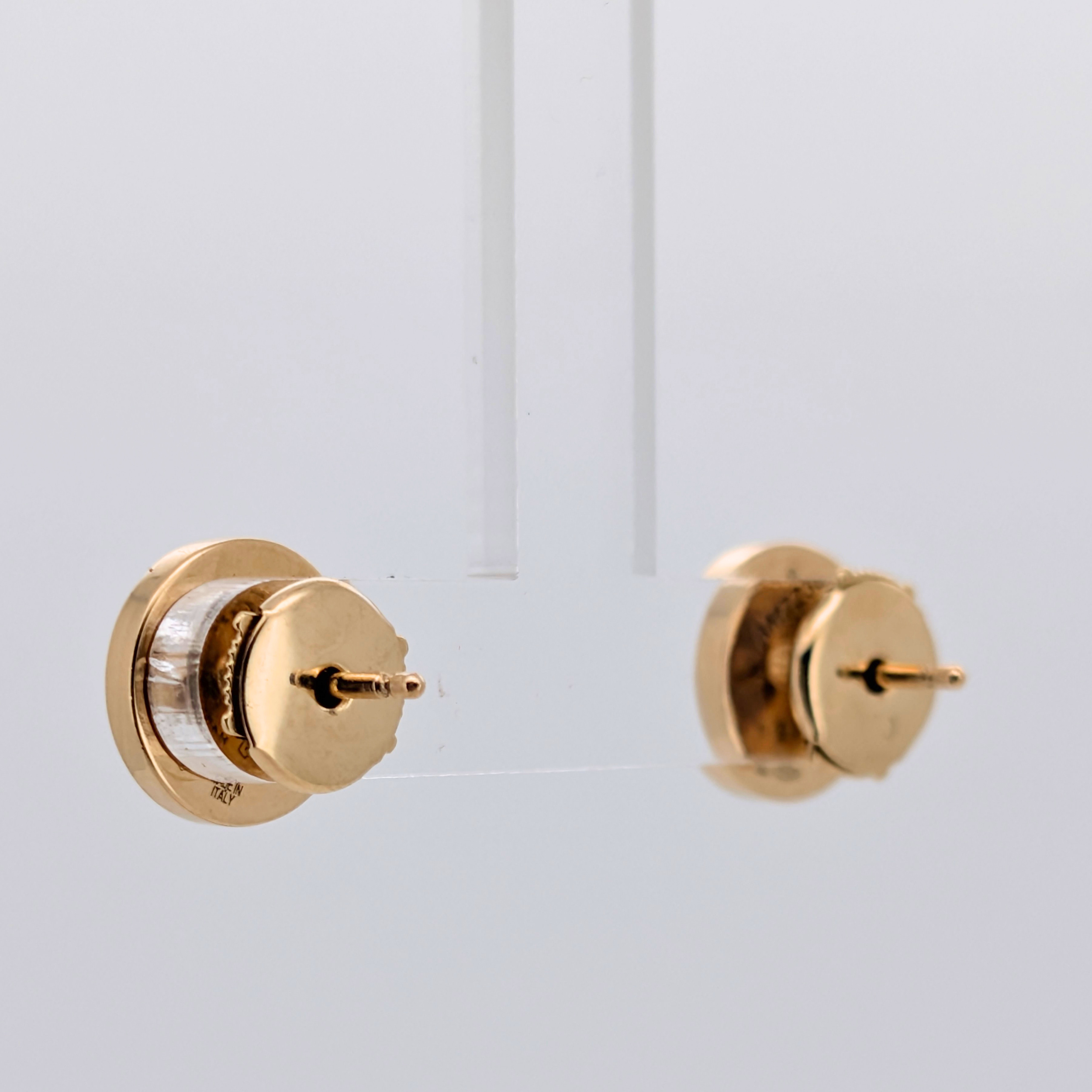 Bvlgari Pair Stud Earrings Onyx 18K Yellow Gold
