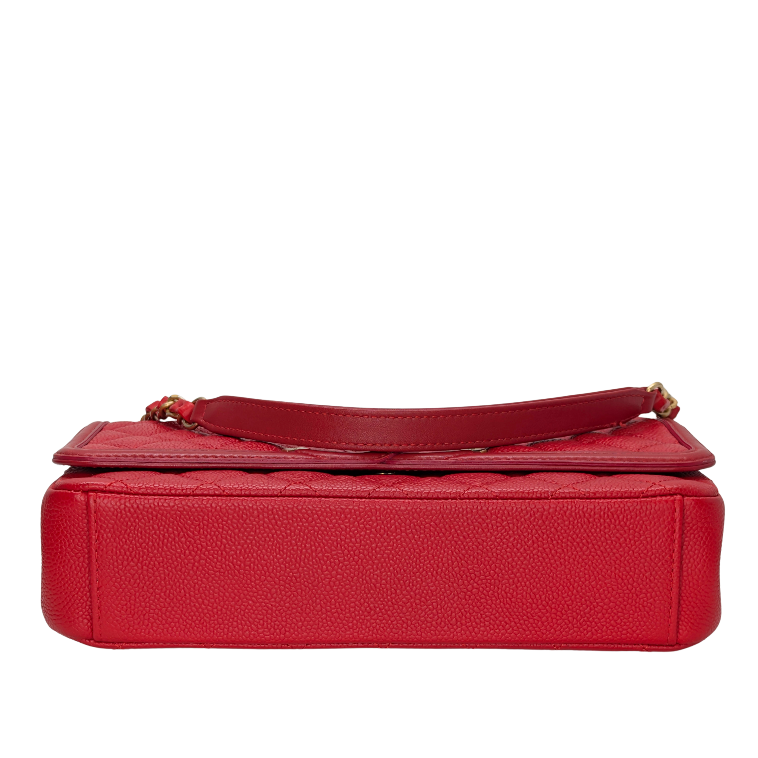 Chanel Medium CC Quilted Caviar Filigree Flap Bag Red
