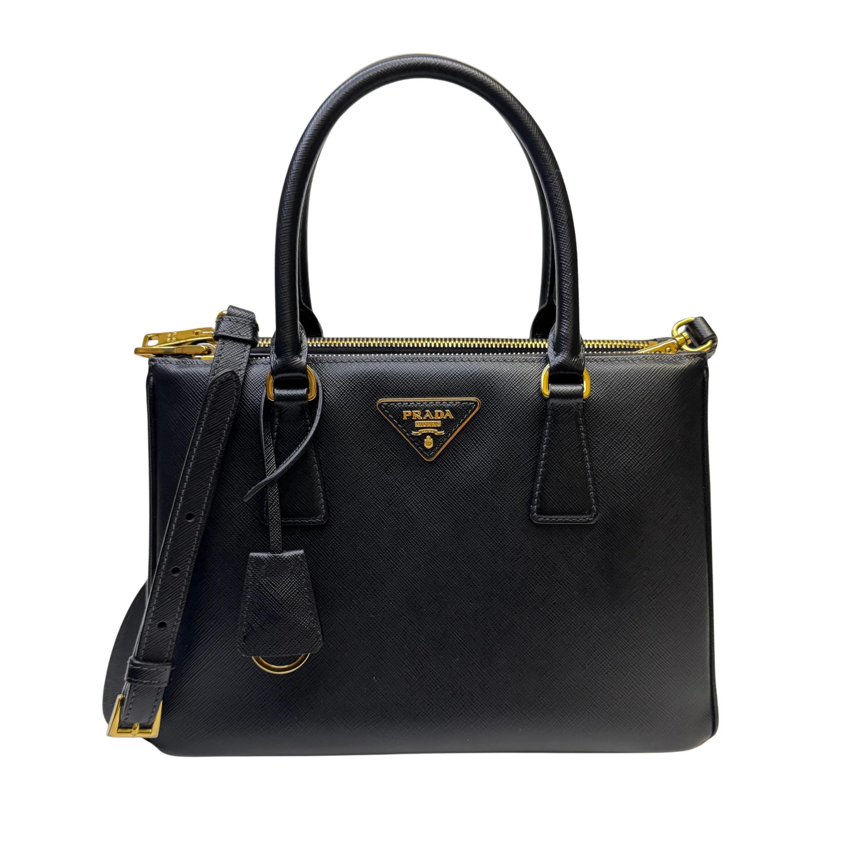 Prada Medium Galleria Saffiano leather bag Black - Lost Designer