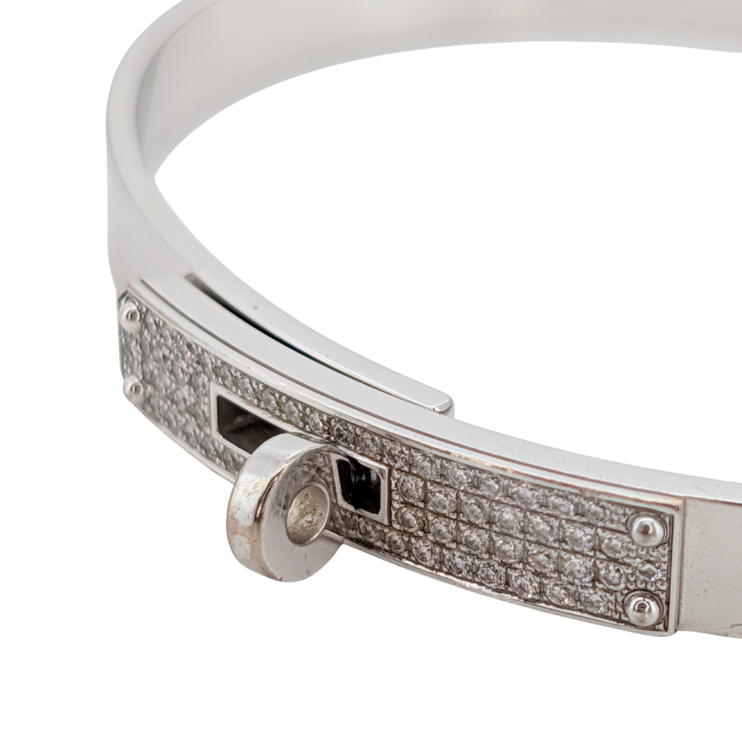 Hermes Kelly Diamond Bracelet Bangle Small SH 18k White Gold