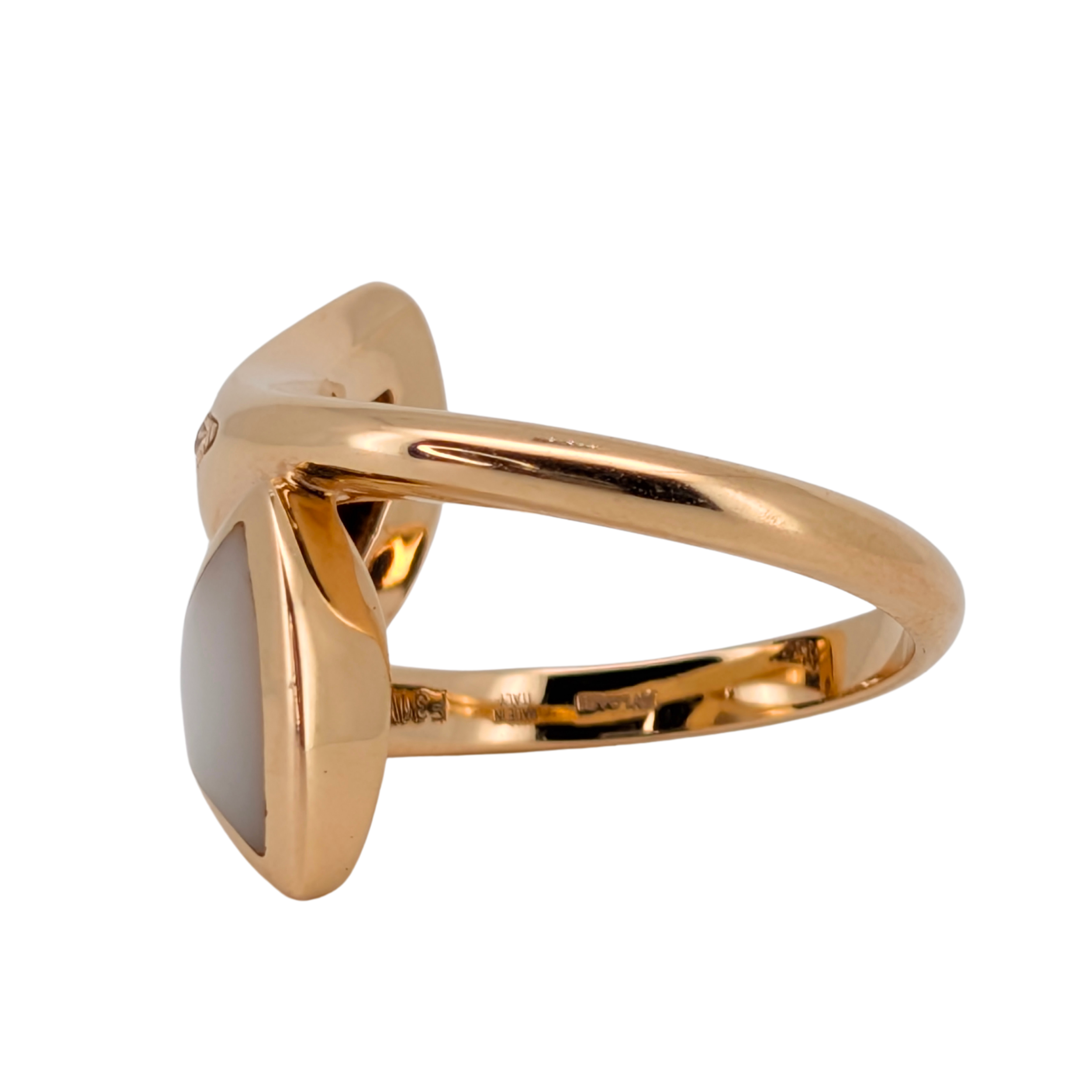 Bvlgari Divas’ Dream Large Model Ring 18K Rose Gold with Diamonds & Mother of Pearl
