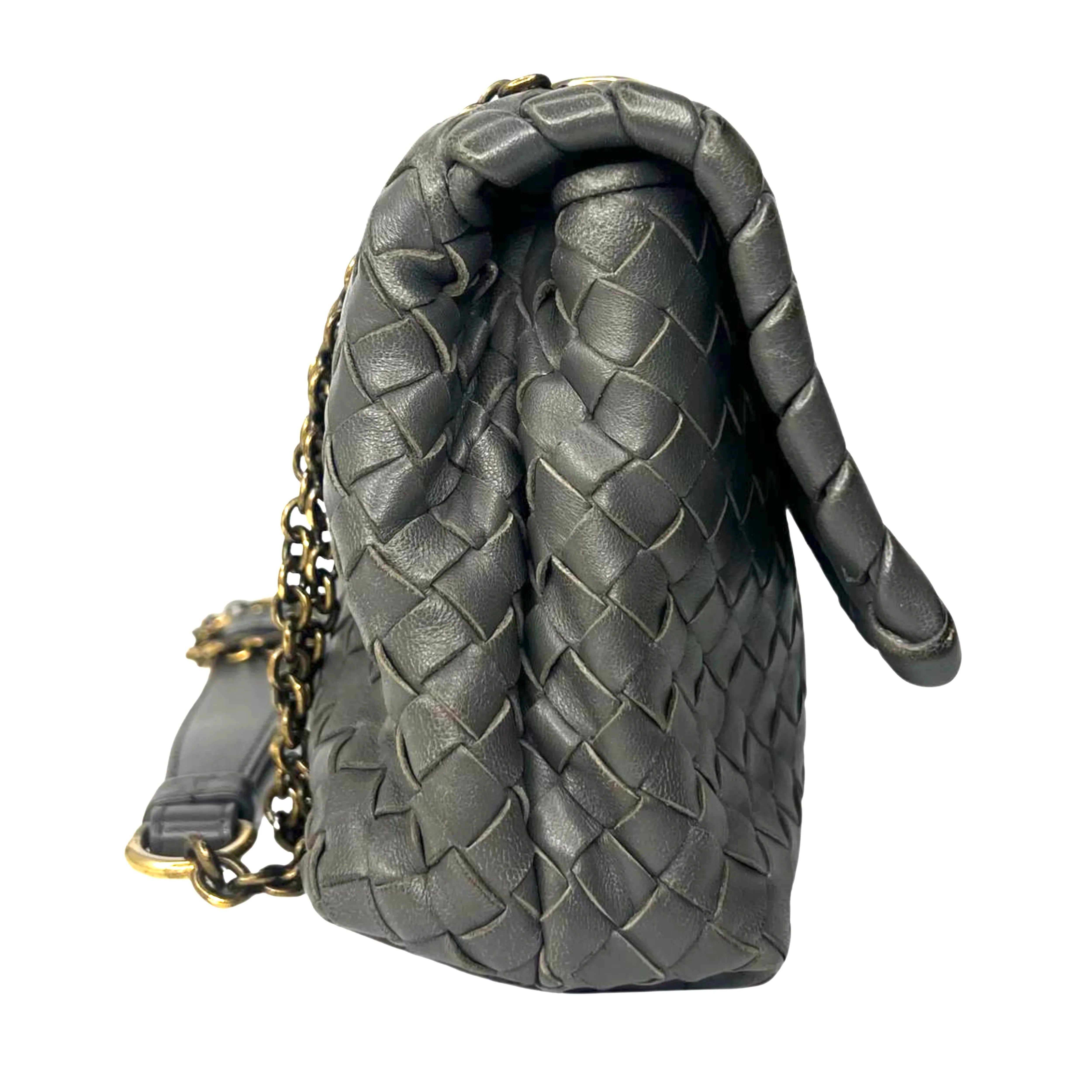 Bottega Veneta Nappa Intrecciato Medium Olimpia Bag – Steel Grey - Lost Designer