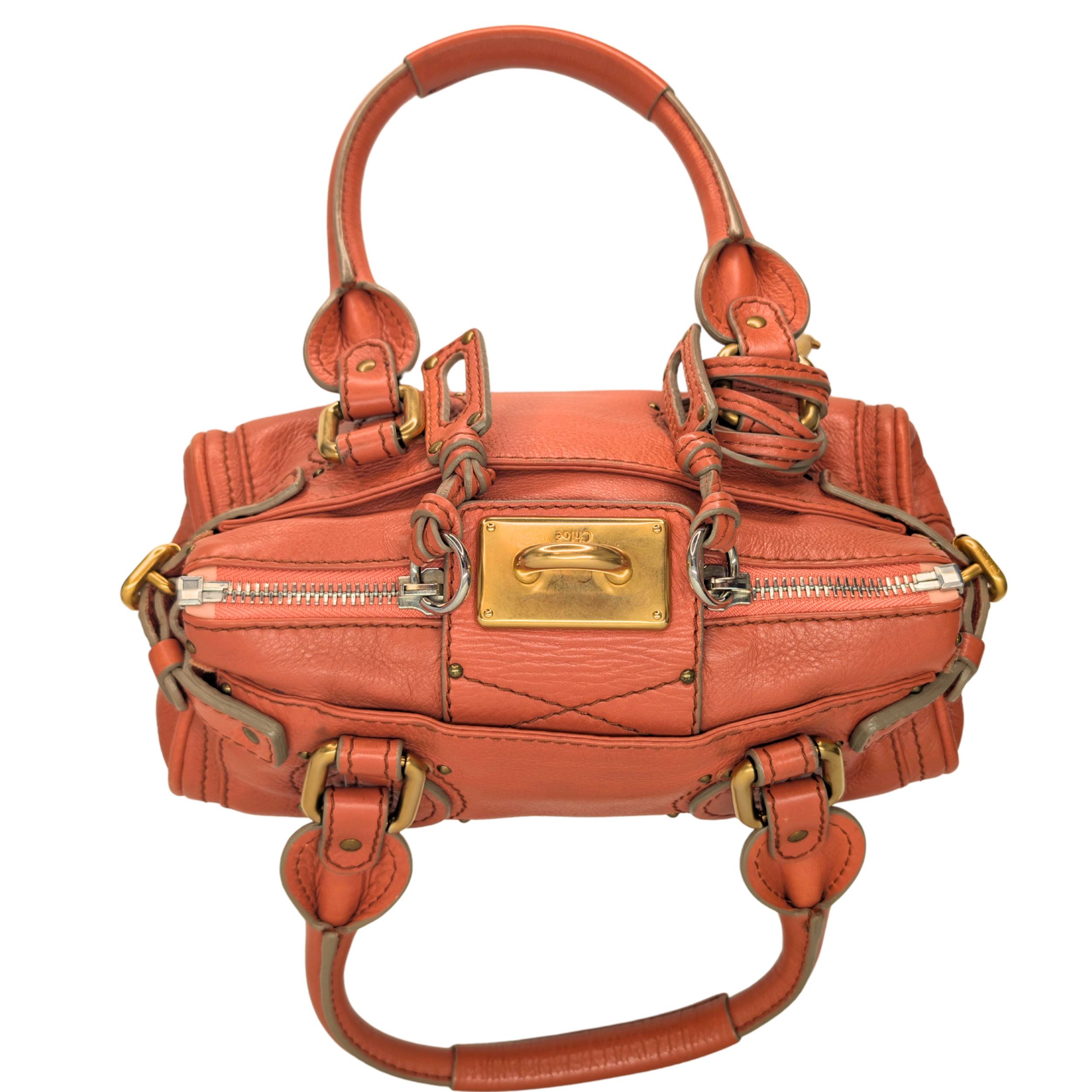 Chloe Paddington Mini Shoulder Bag Leather Coral