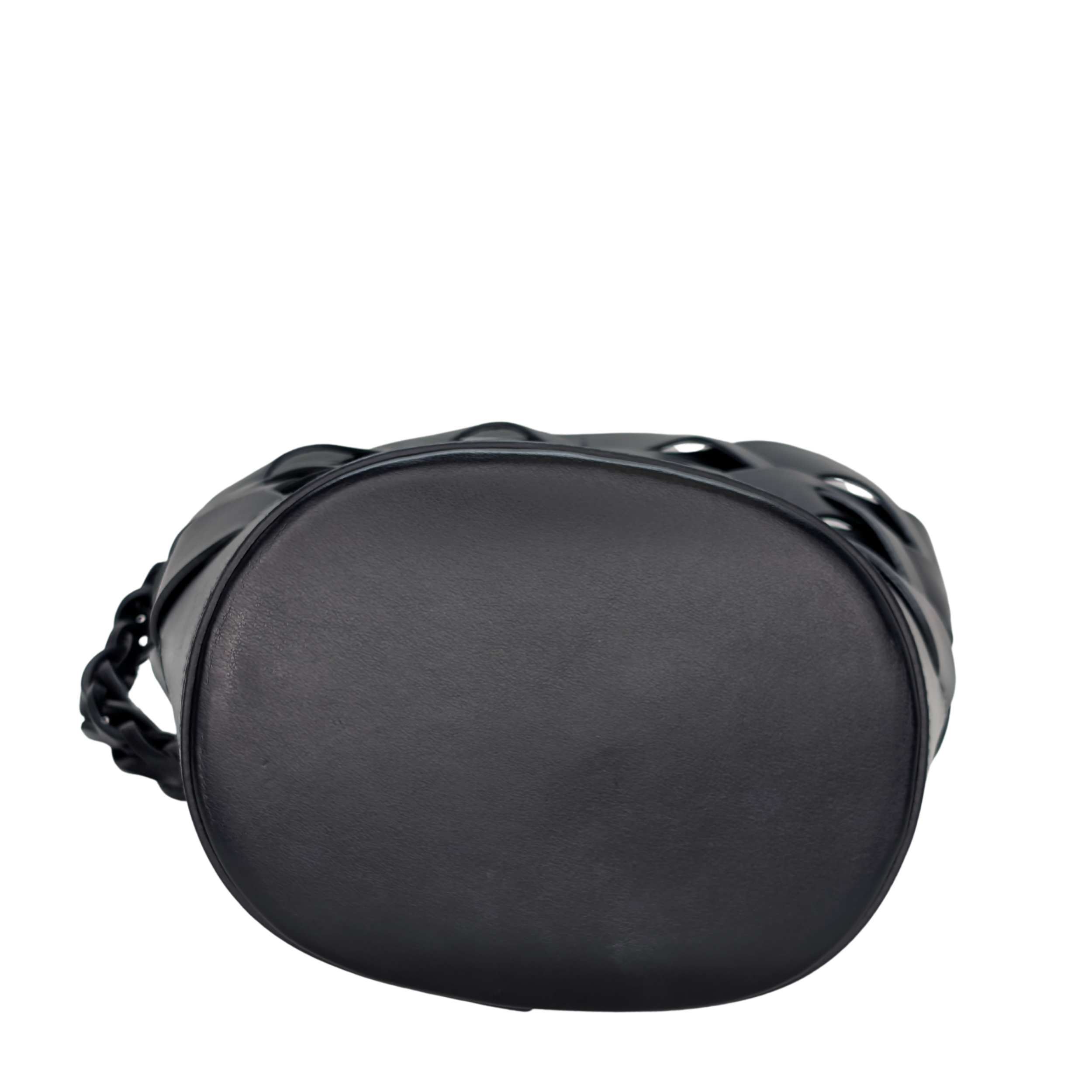 Prada Vitello Intrecciato Tress Bucket Bag Black