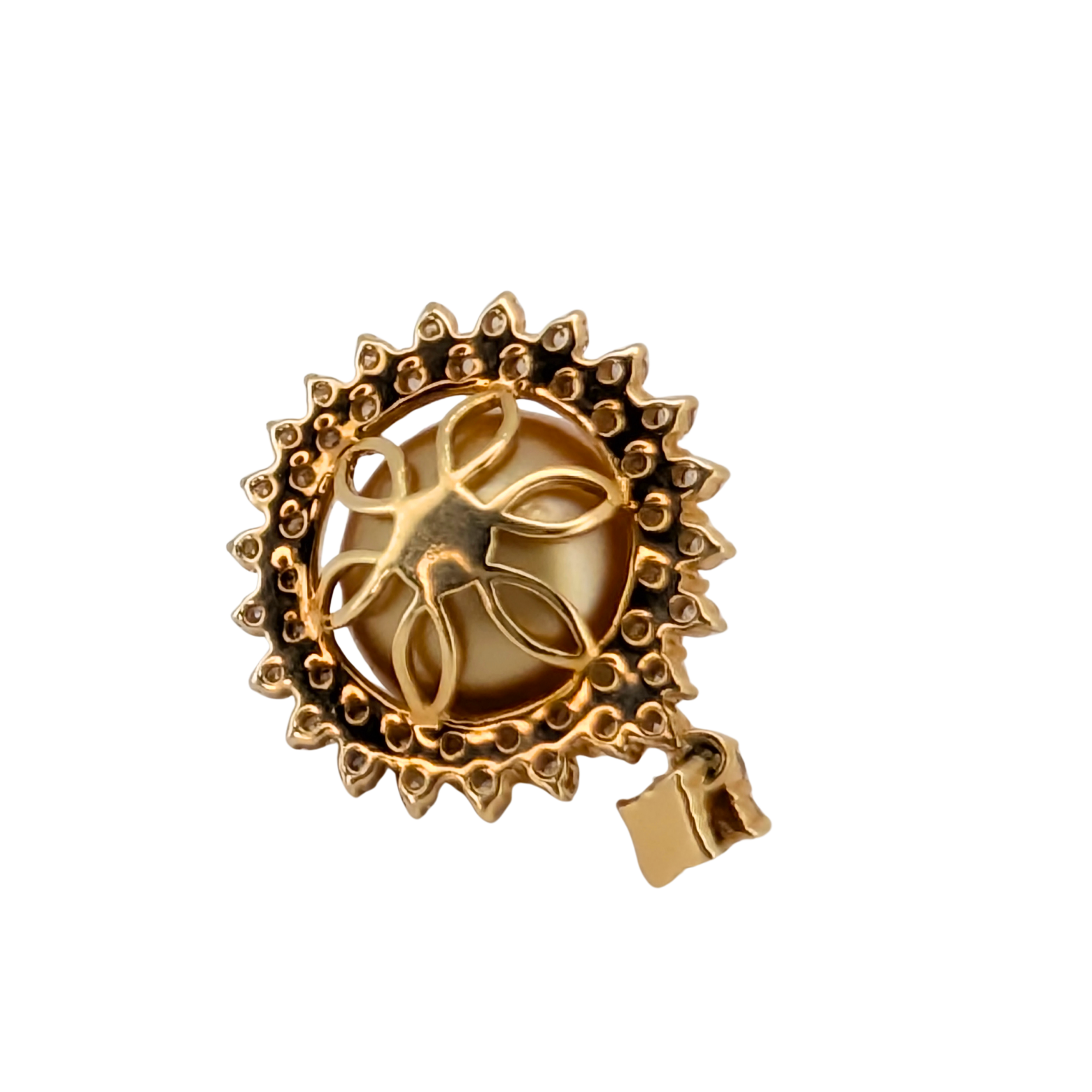 0.80Ct Natural Diamond South Sea Pearl Pendant In 18K Gold