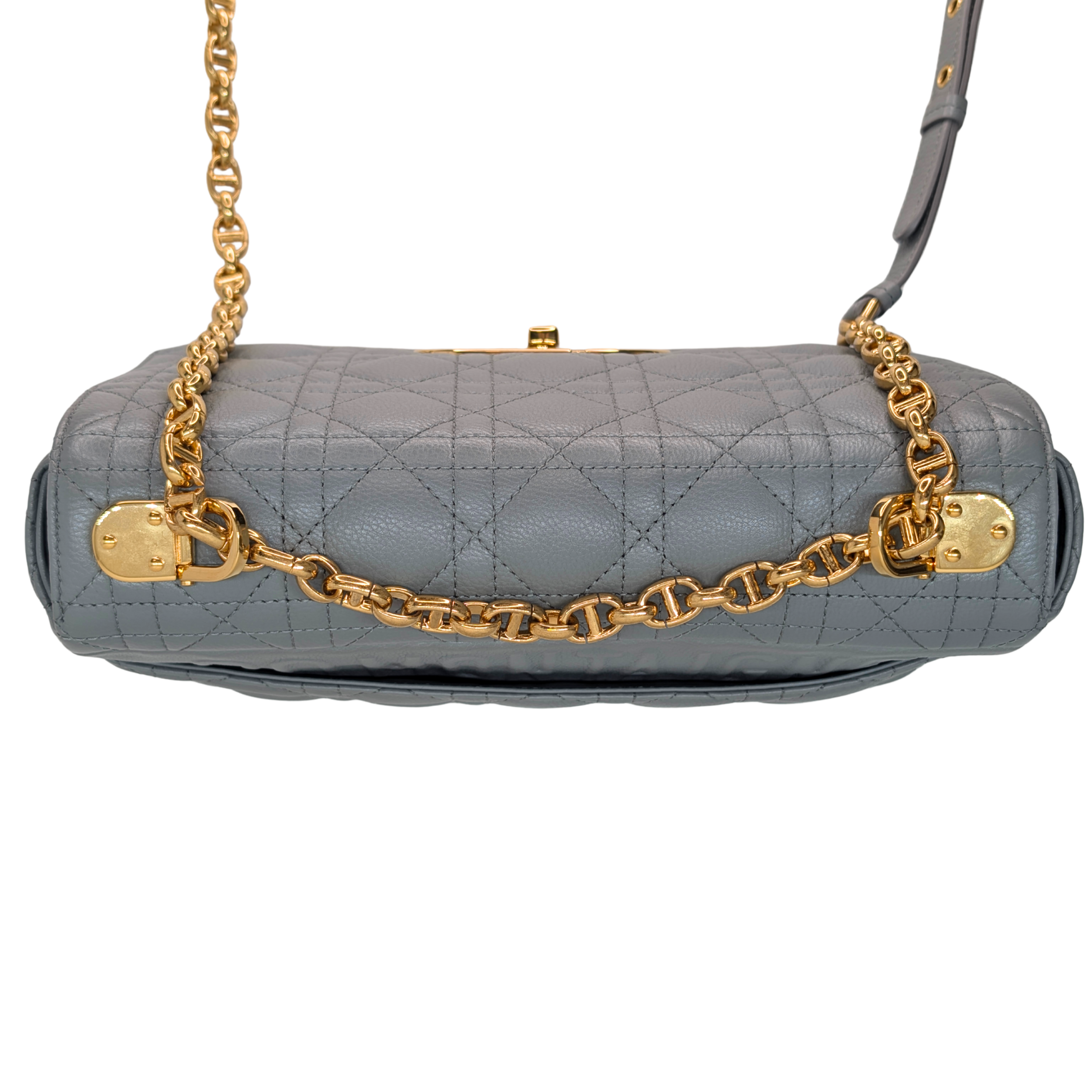 Dior Medium Caro Bag Supple Cannage Calfskin Stone Gray