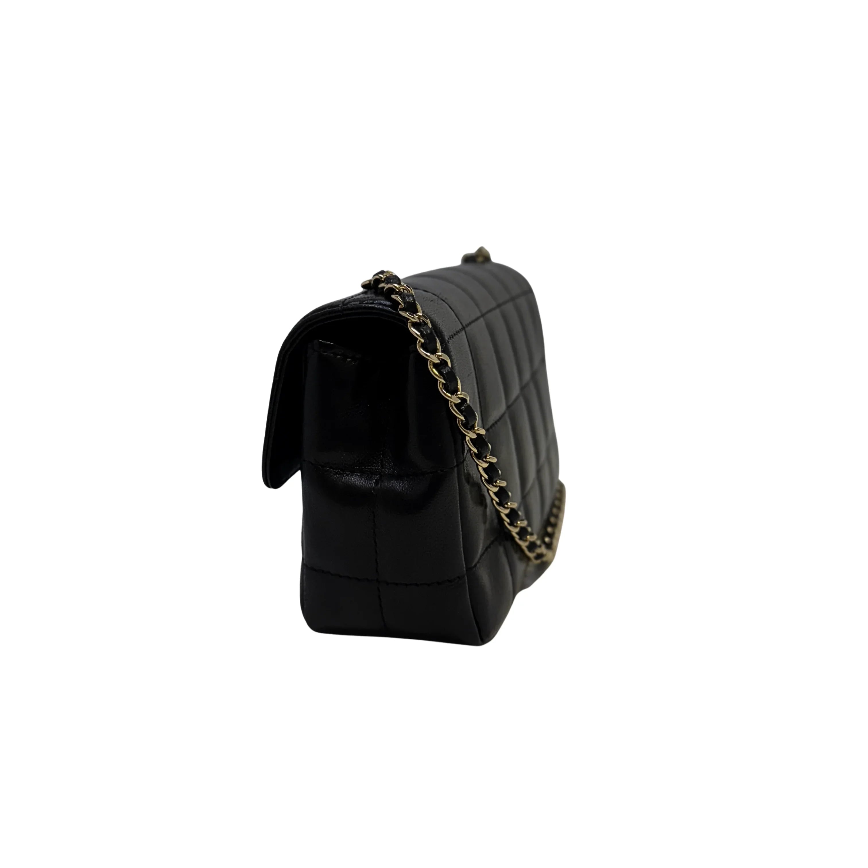 Chanel Bar Quilted Shoulder Bag Leather Black - Lost Designer