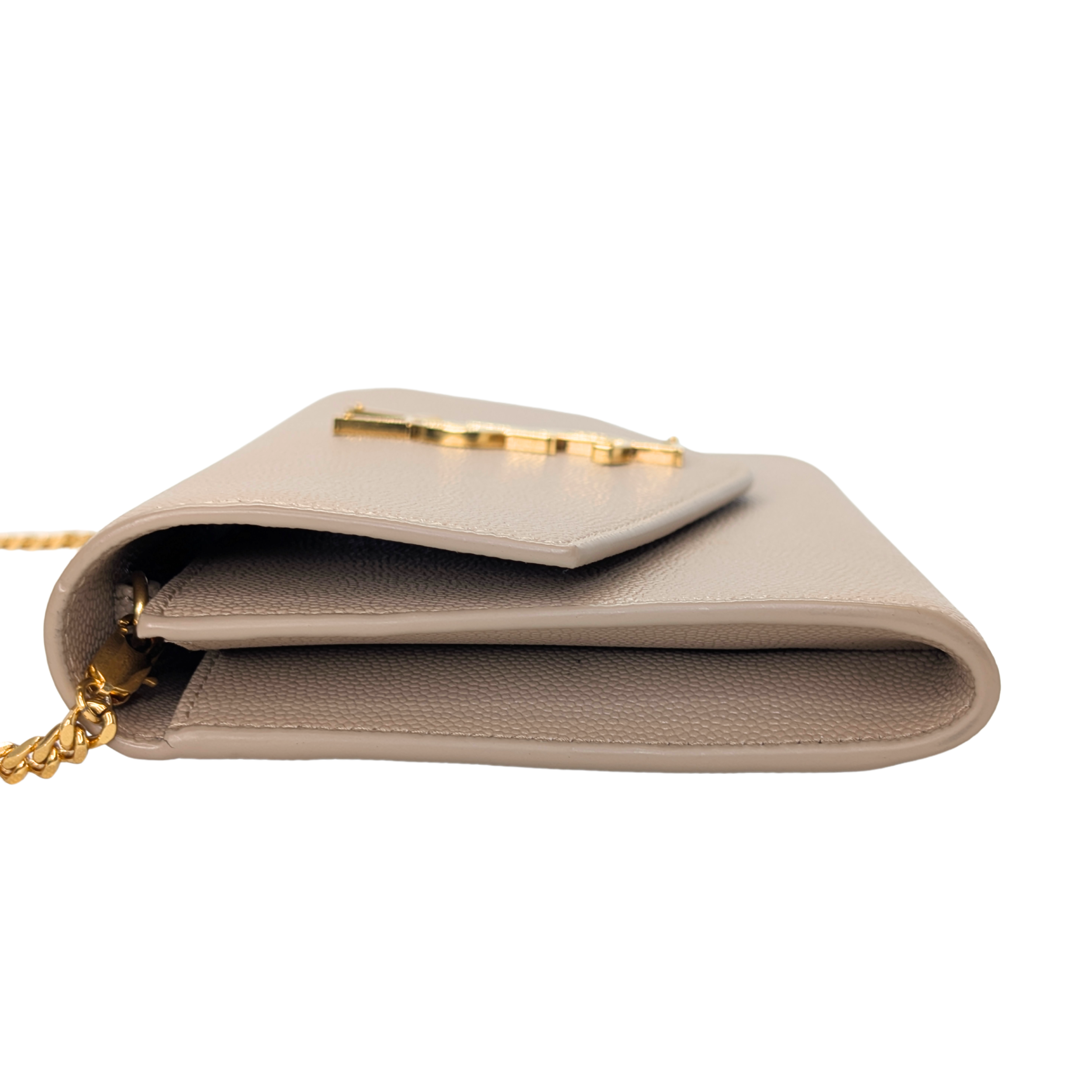 Saint Laurent Uptown Wallet on Chain Dark Beige