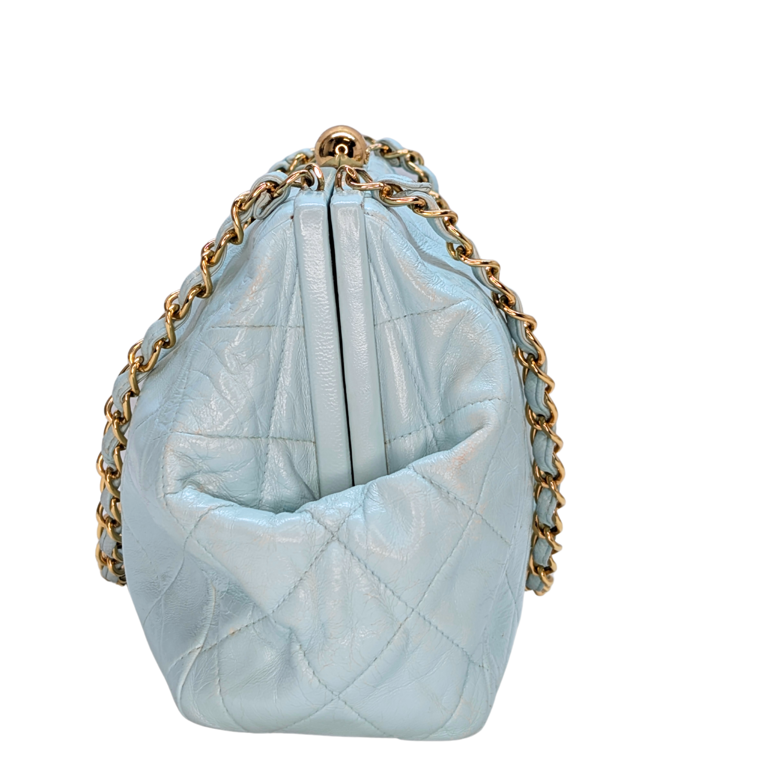 Chanel Vintage Kiss Lock Bag Baby Blue