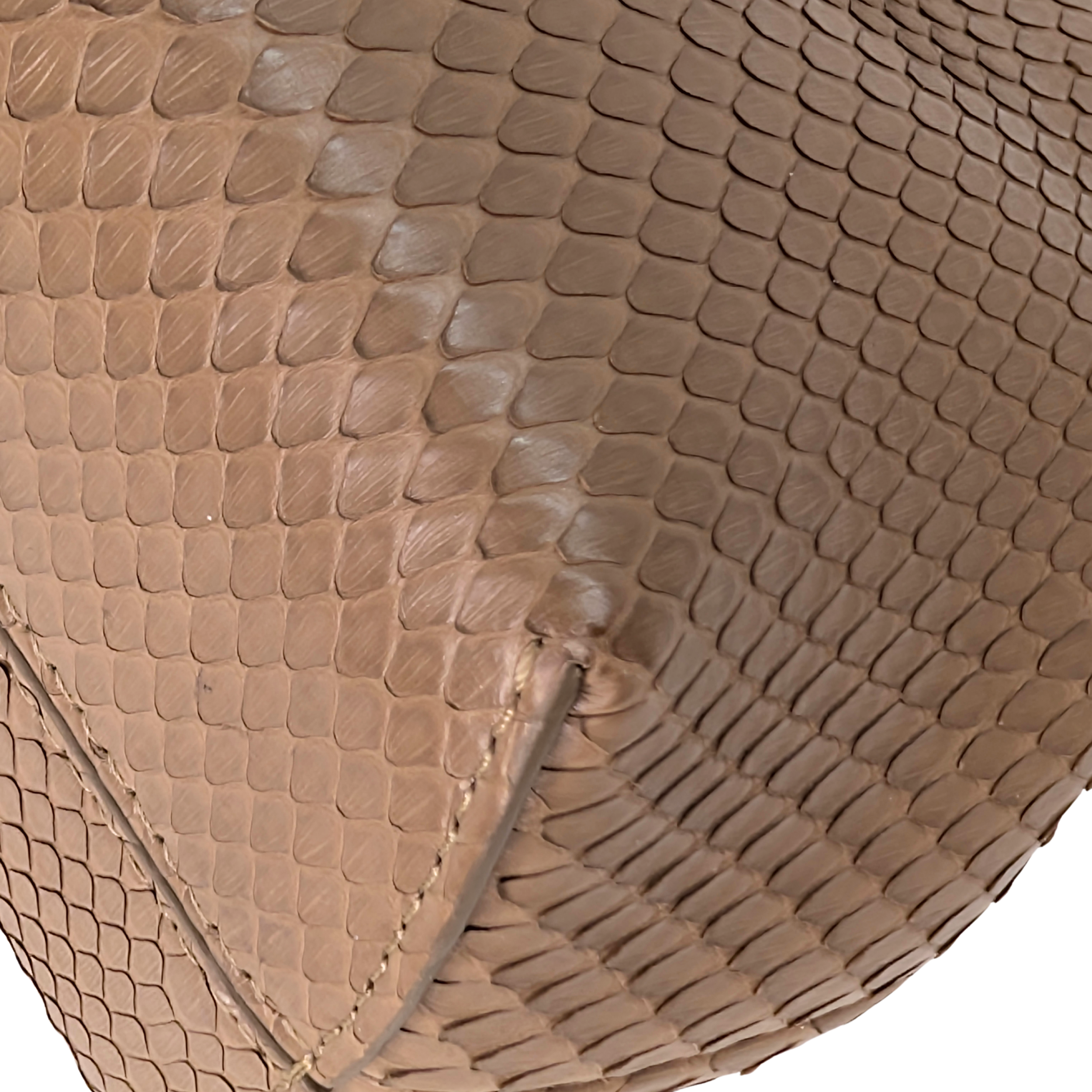 Fendi First Bag Clutch Small Full Snake Python Dark Beige