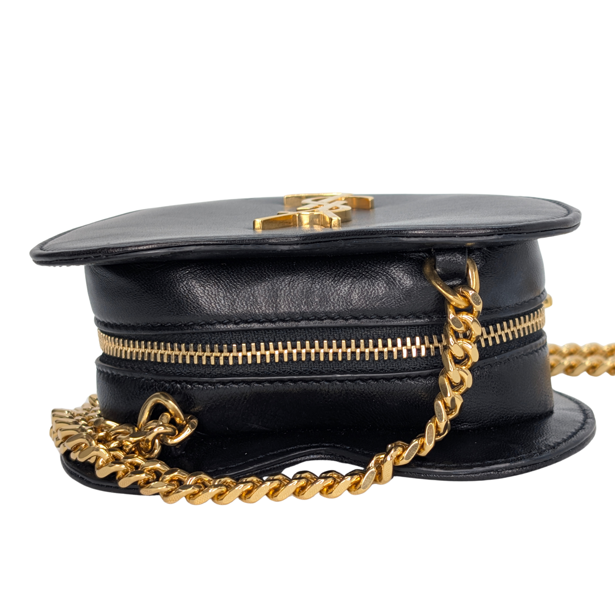 Saint Laurent Mini Love Heart Leather Crossbody Bag Black