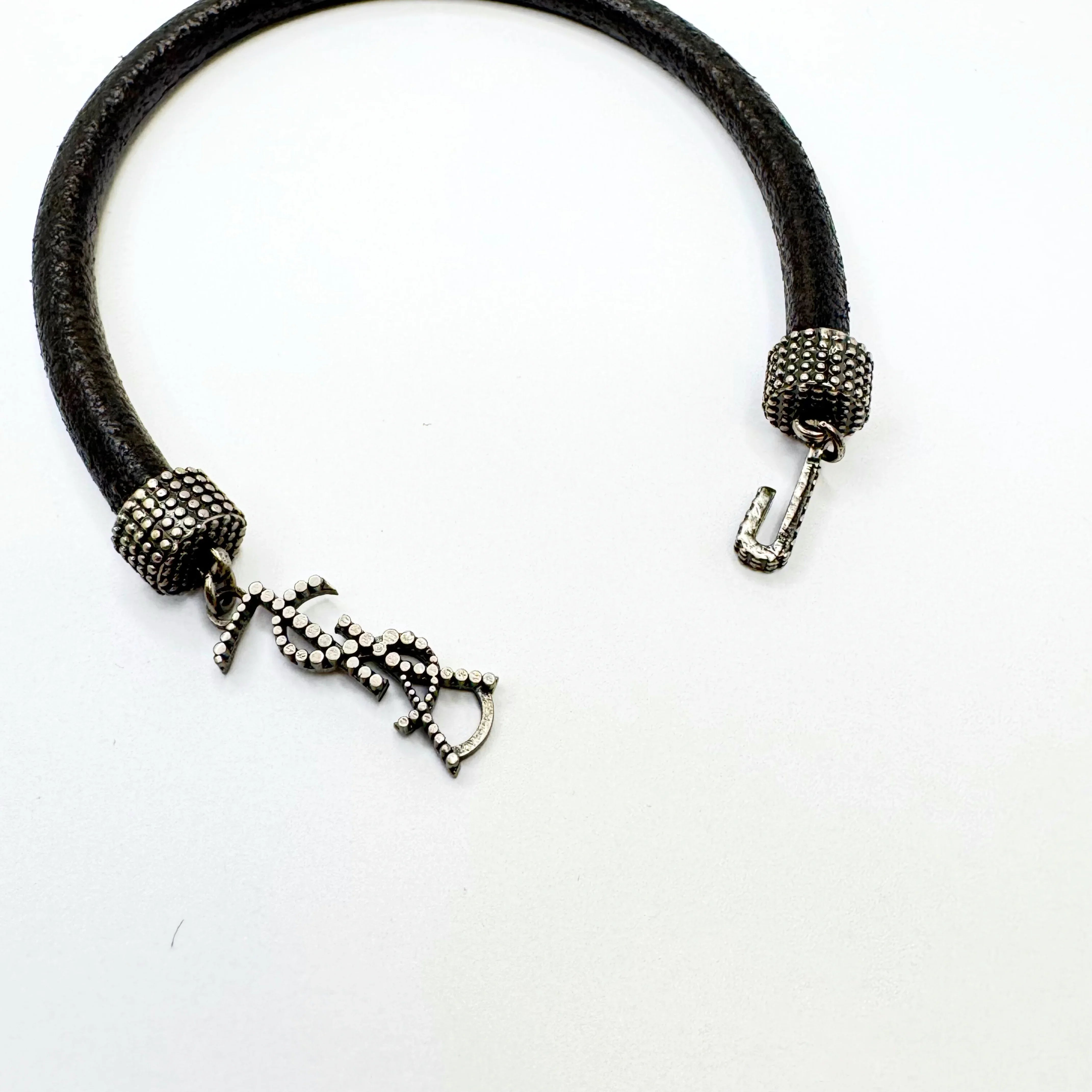 Saint Laurent Textured Leather Bracelet - Lost Designer