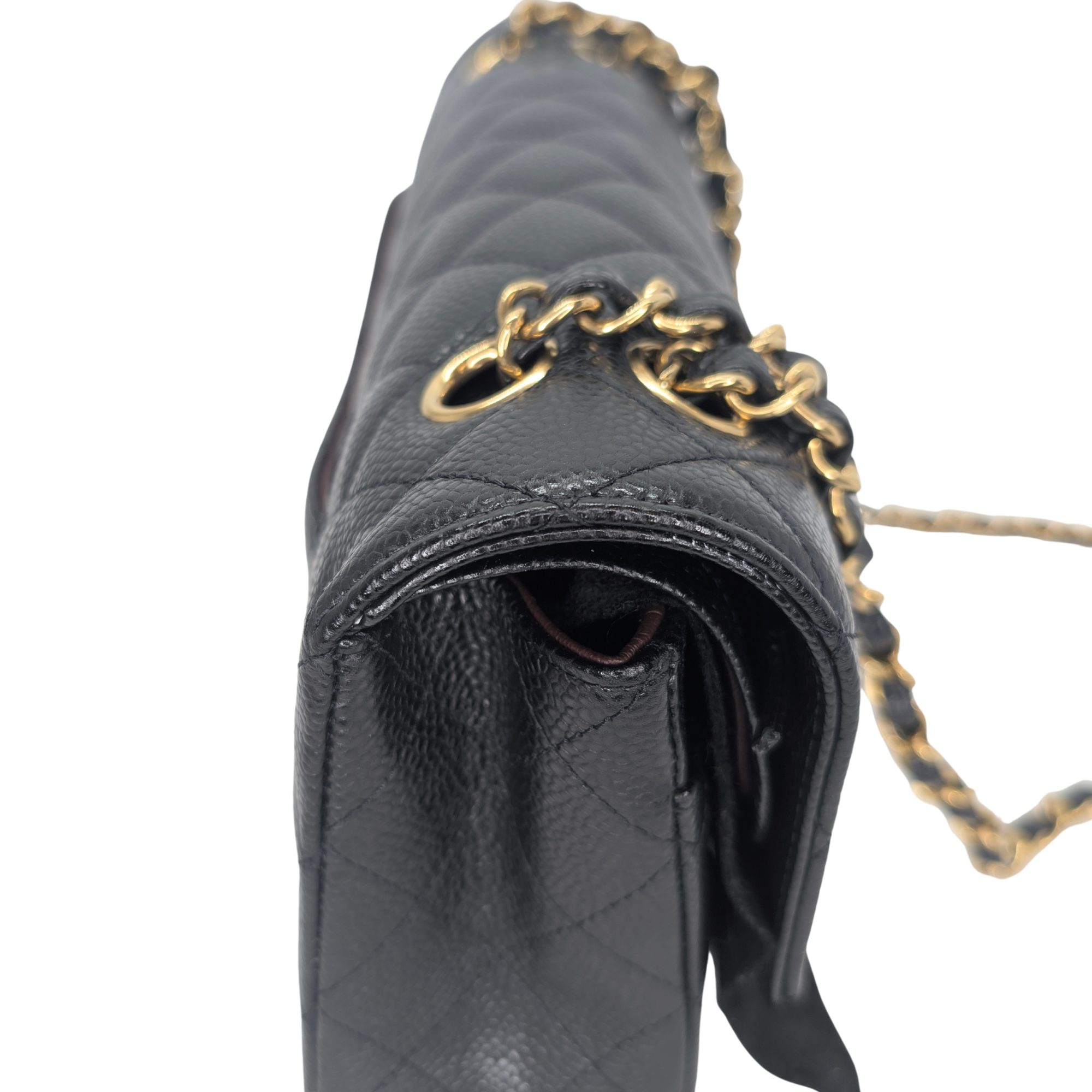 Chanel Classic Flap Bag Caviar Leather Medium Black (Microchip)
