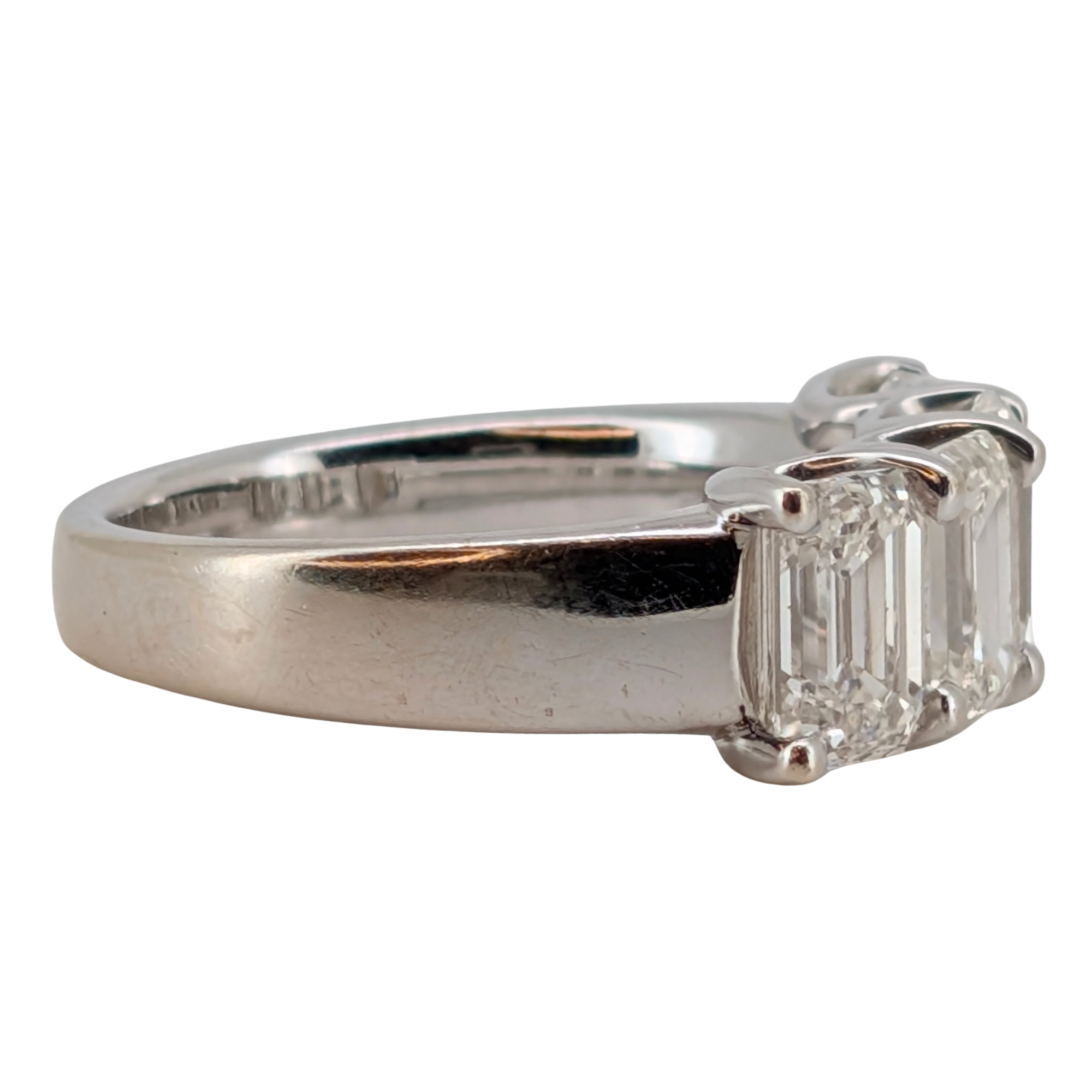 4.00Ct Natural Diamond  Emerald Cut Ring In 18K White Gold