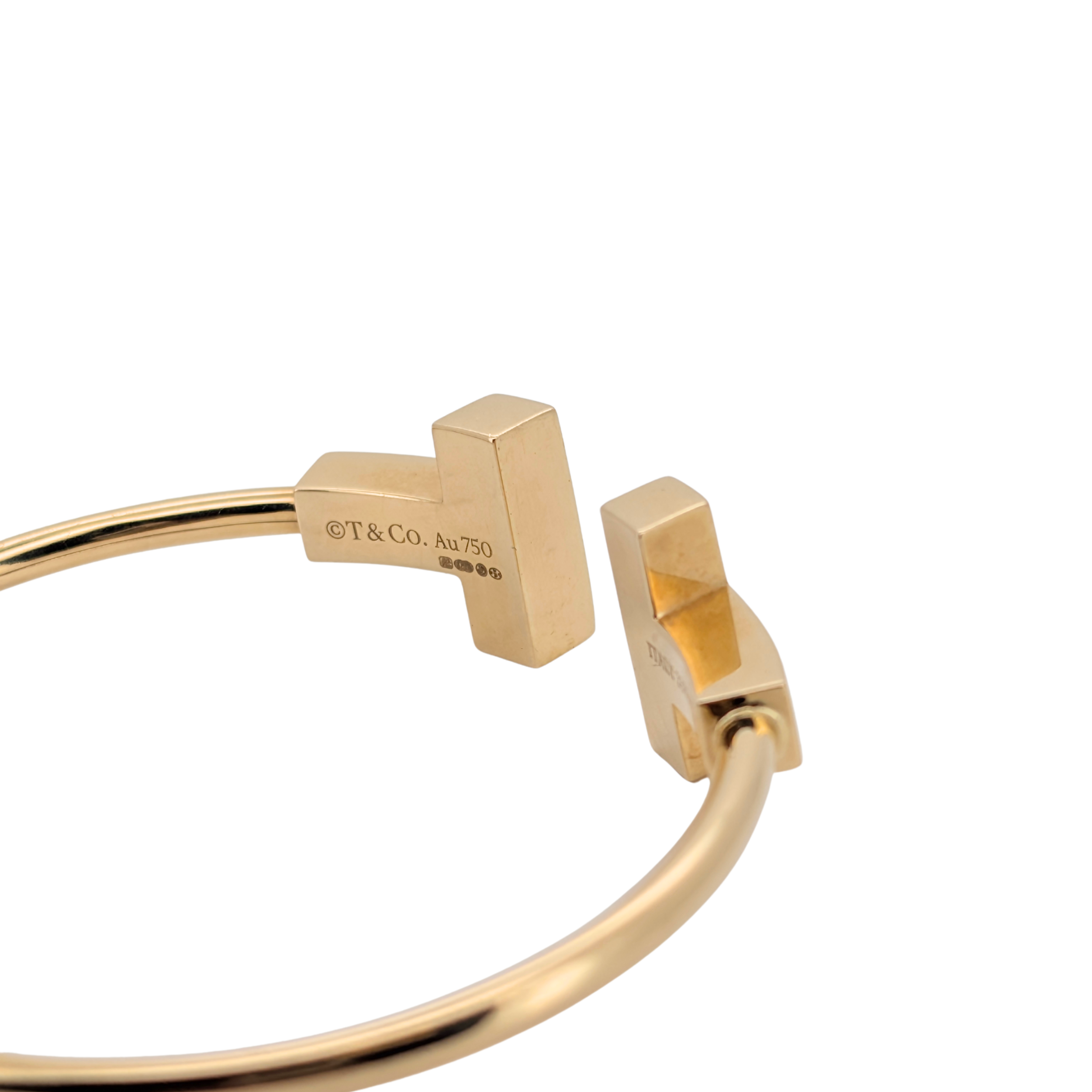 Tiffany & Co T Wide Wire Bracelet Large 18k Yellow Gold