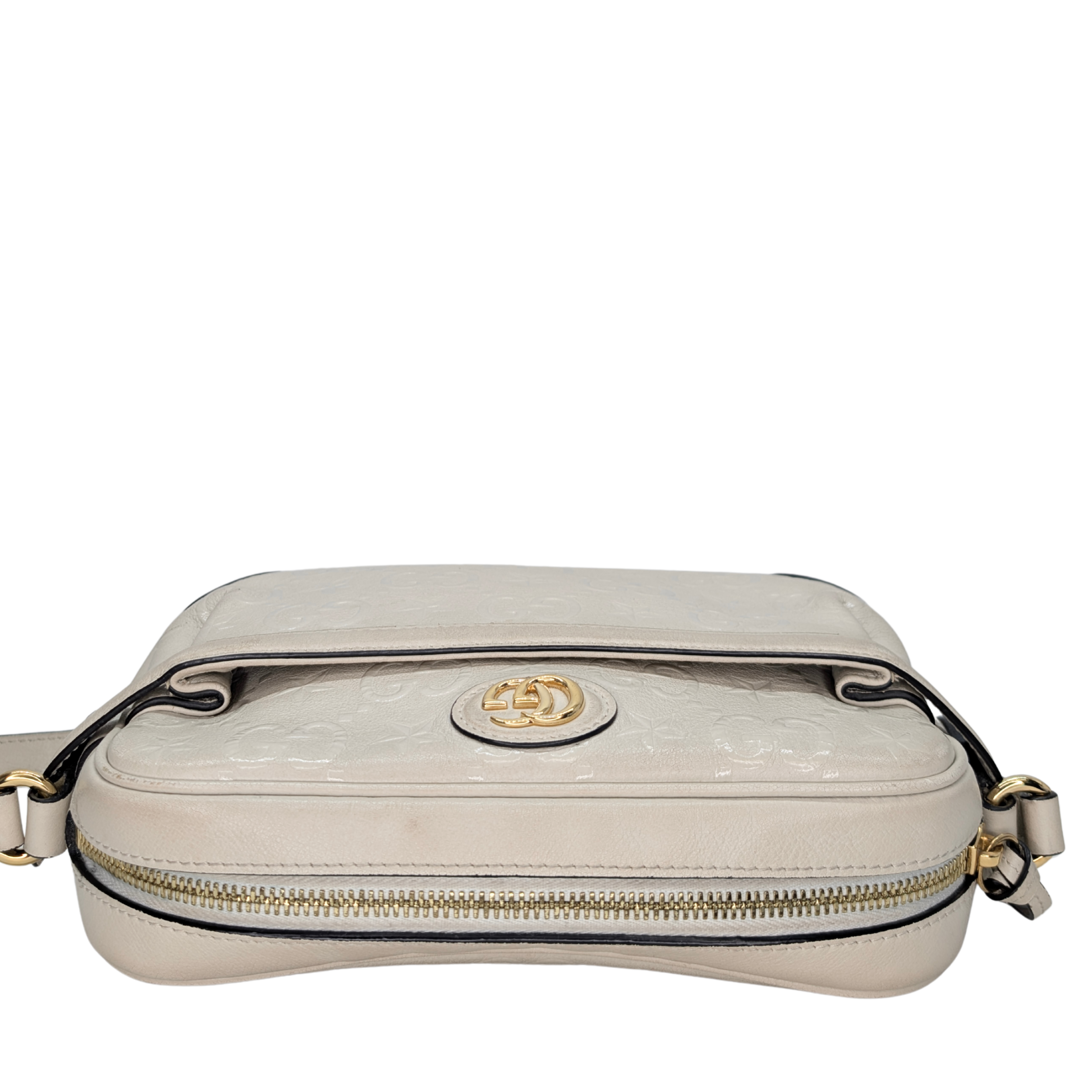 Gucci White GG Star Leather Camera Shoulder Bag